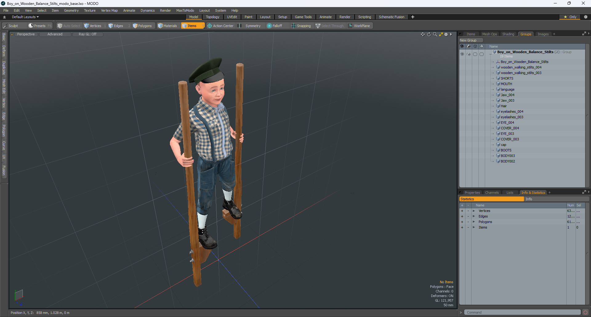 3D Boy on Wooden Balance Stilts model