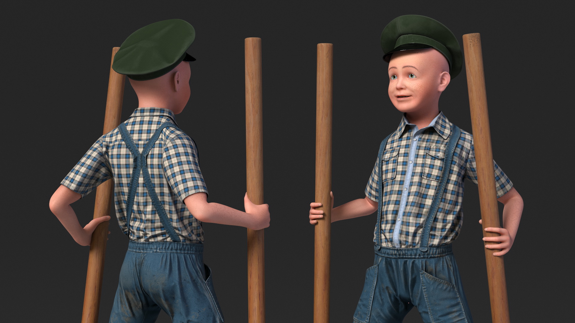 3D Boy on Wooden Balance Stilts model