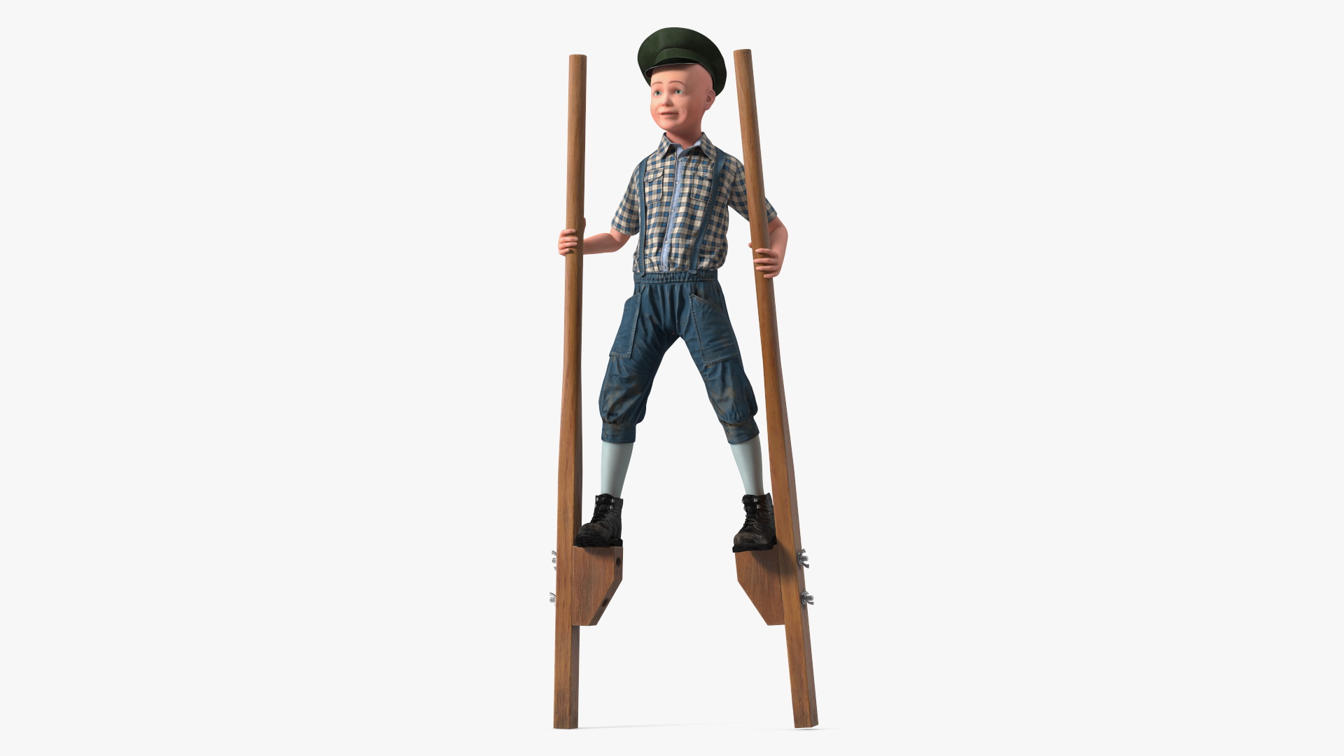 3D Boy on Wooden Balance Stilts model