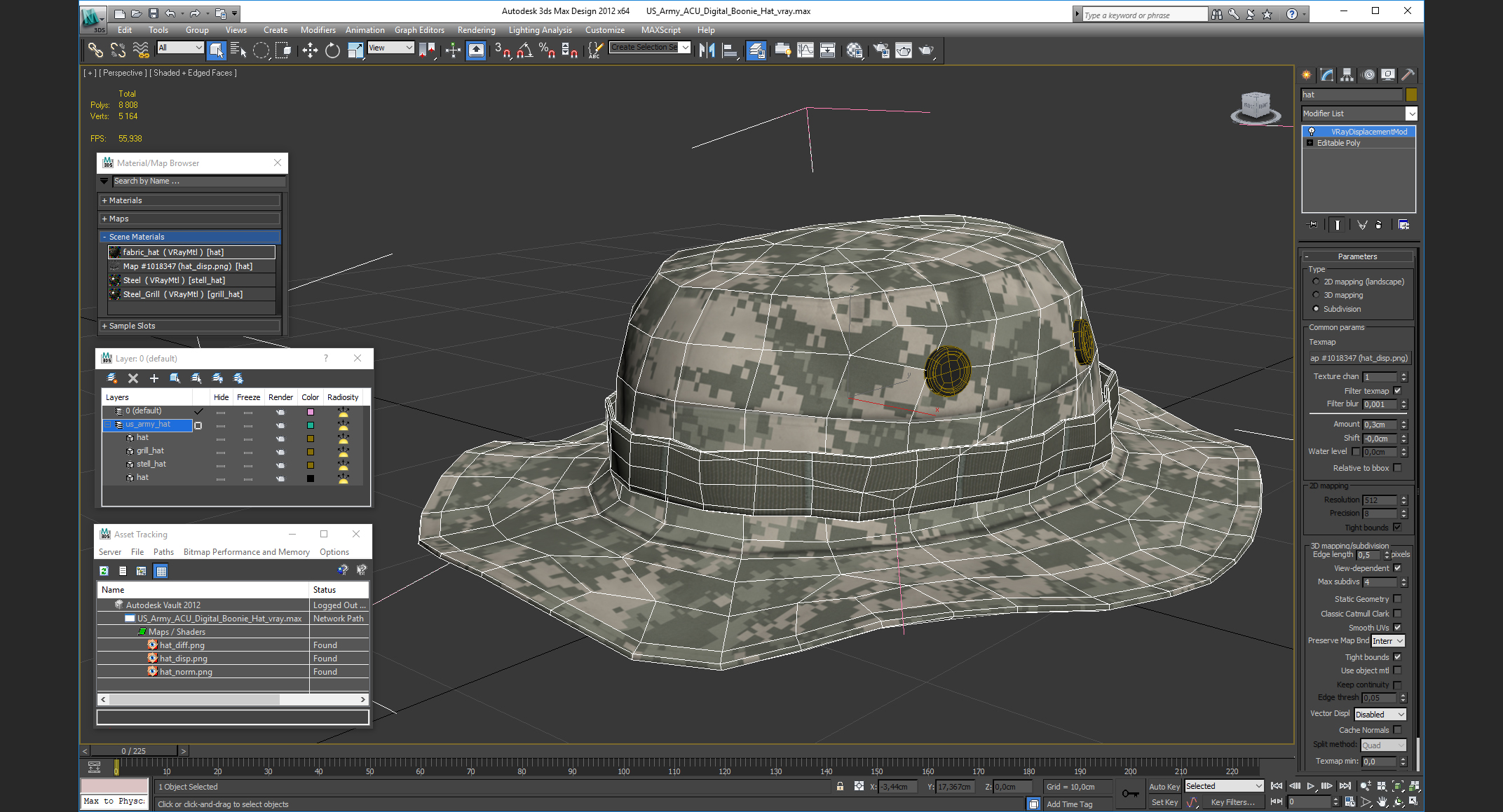 3D model US Army ACU Digital Boonie Hat