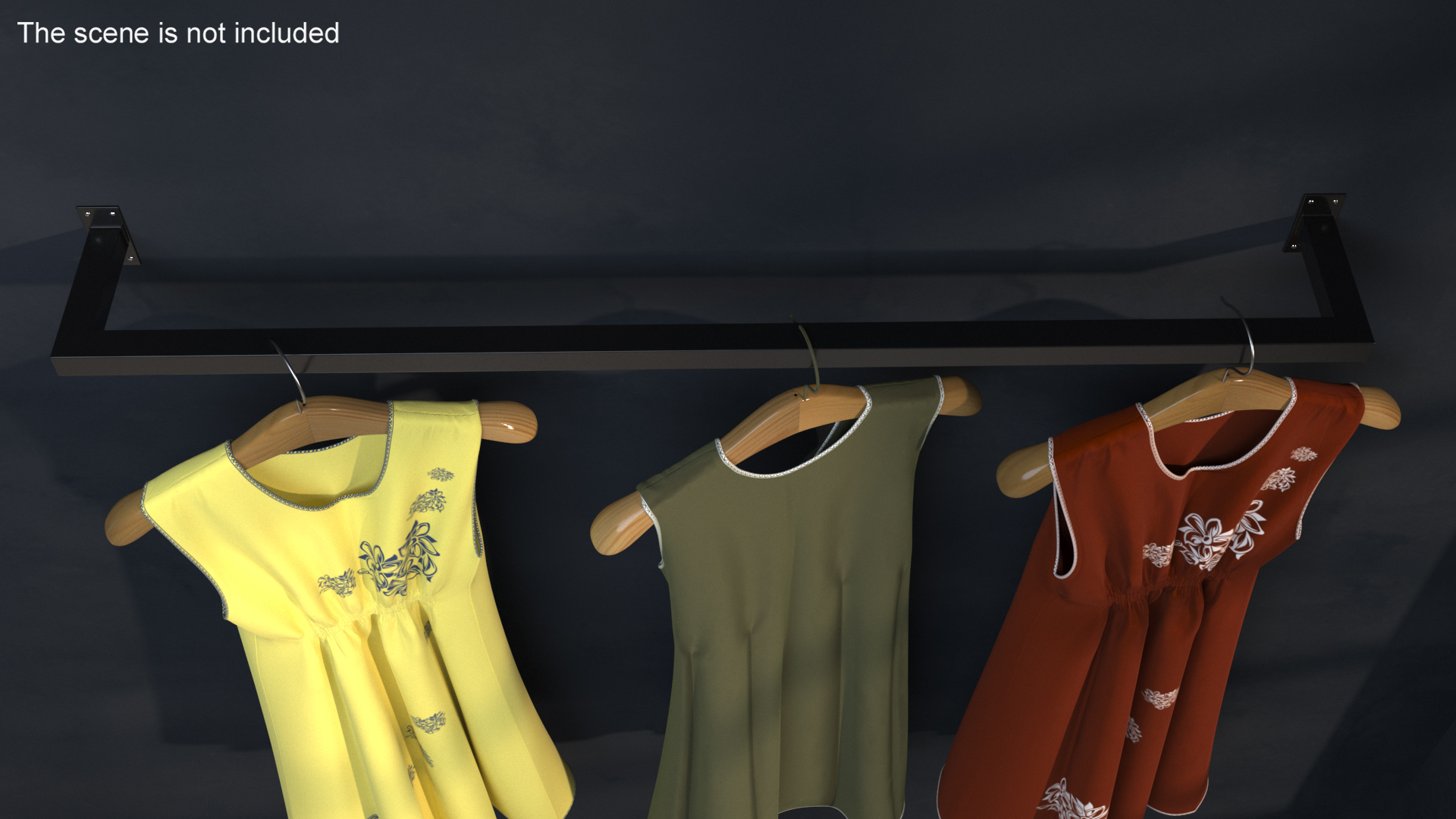 Wall Mounted Cloth Rack Black 3D model