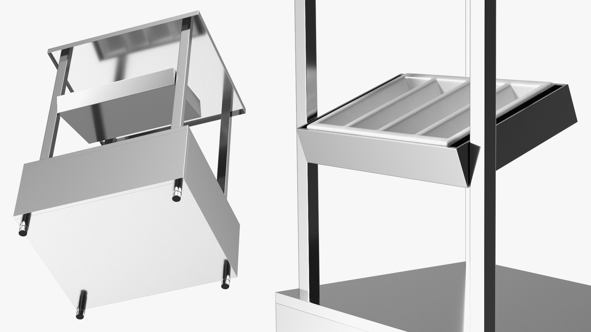 Cutlery Shelf Self Service Line Element 3D model