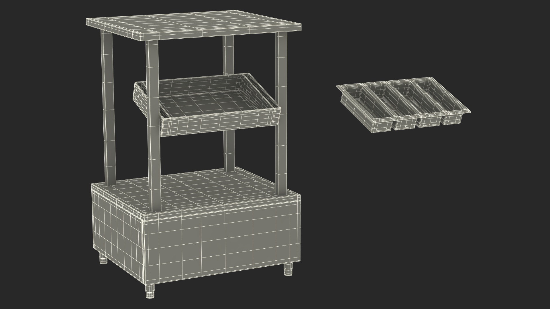Cutlery Shelf Self Service Line Element 3D model