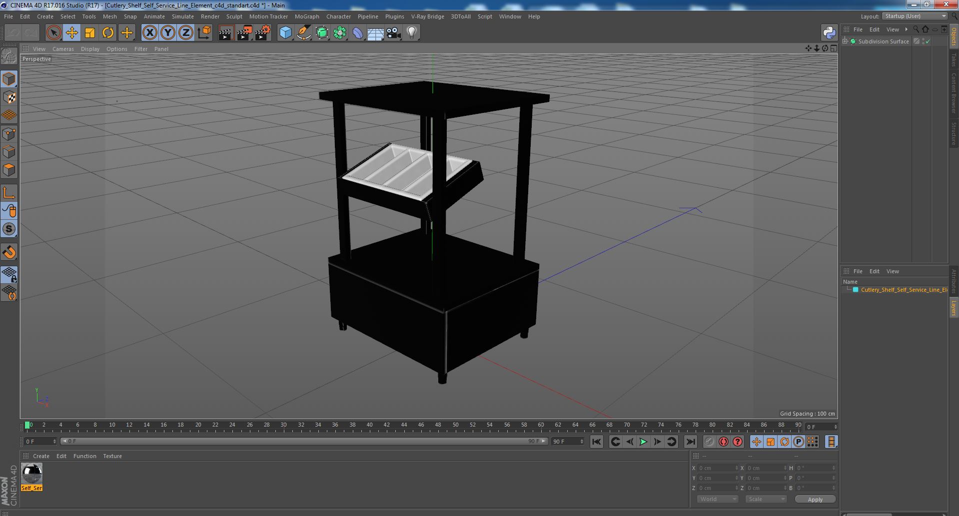 Cutlery Shelf Self Service Line Element 3D model