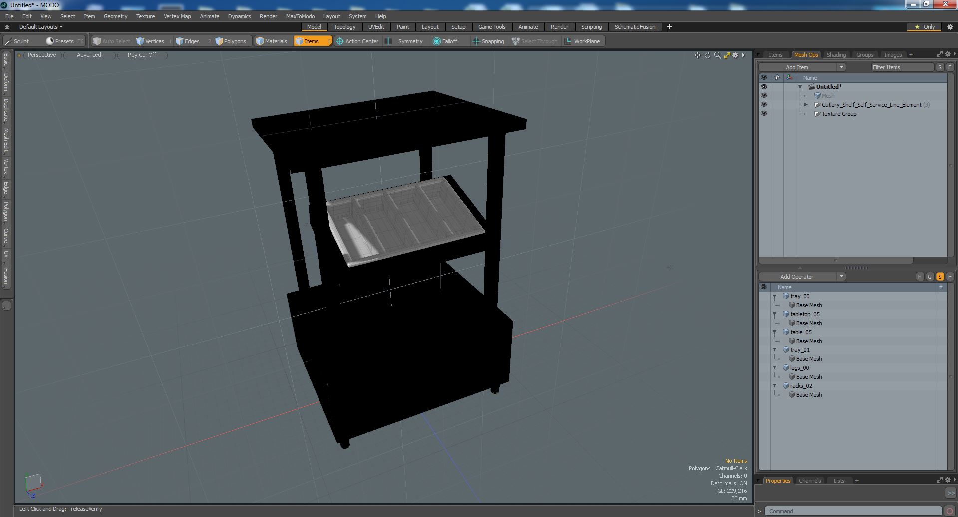 Cutlery Shelf Self Service Line Element 3D model