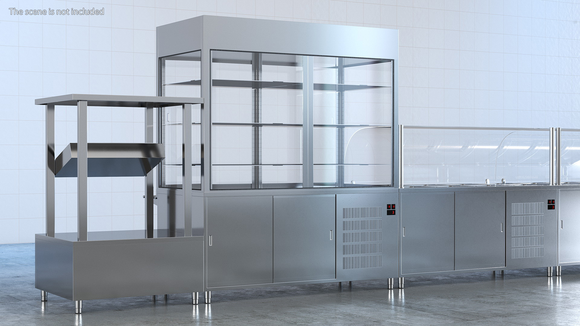 Cutlery Shelf Self Service Line Element 3D model