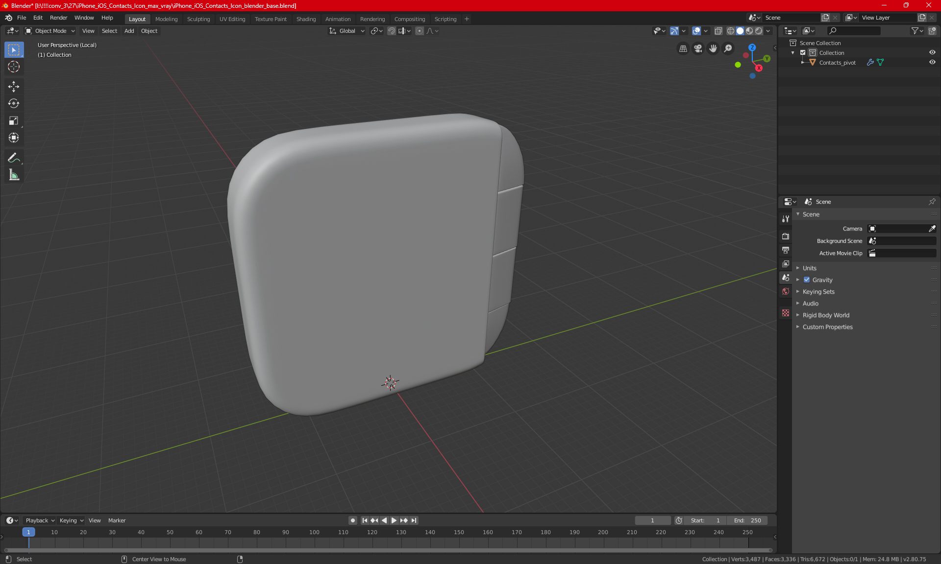 iPhone iOS Contacts Icon 3D model