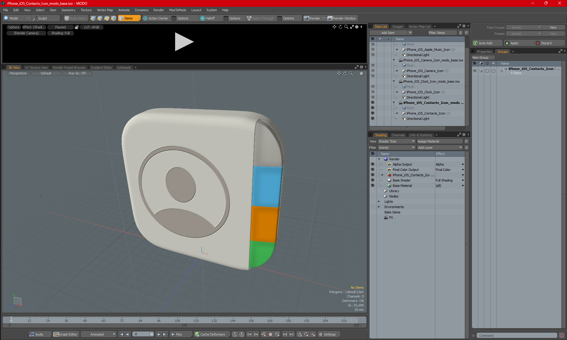 iPhone iOS Contacts Icon 3D model