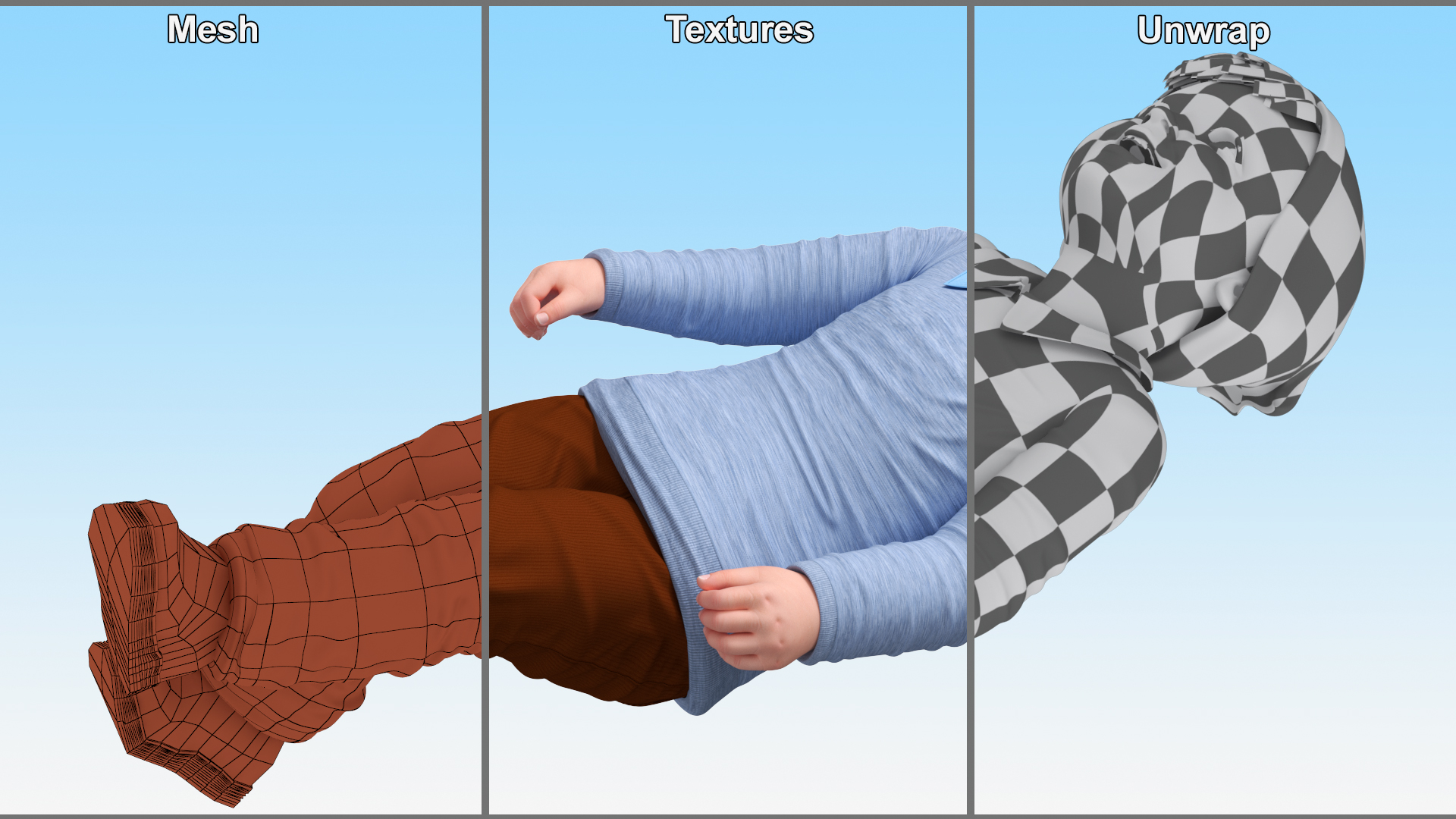 Child in Fall Clothes Walking Pose 3D model