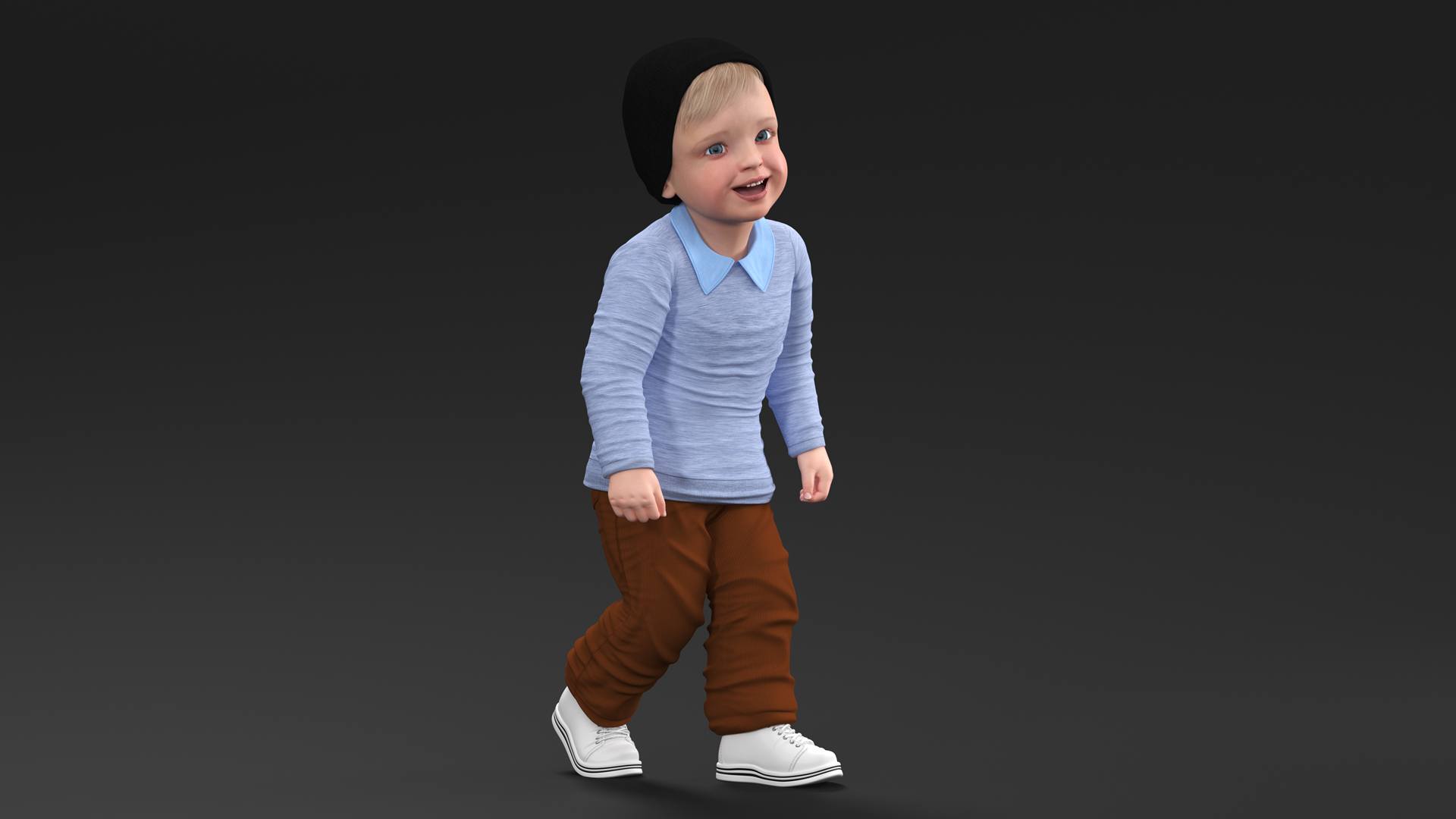 Child in Fall Clothes Walking Pose 3D model
