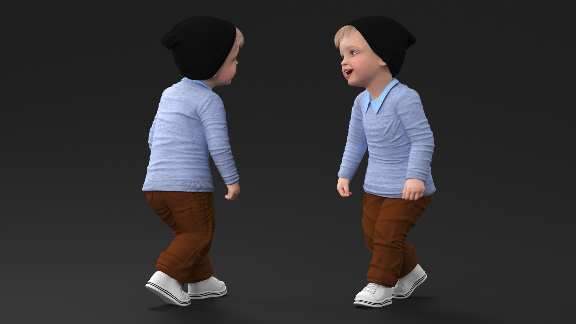 Child in Fall Clothes Walking Pose 3D model