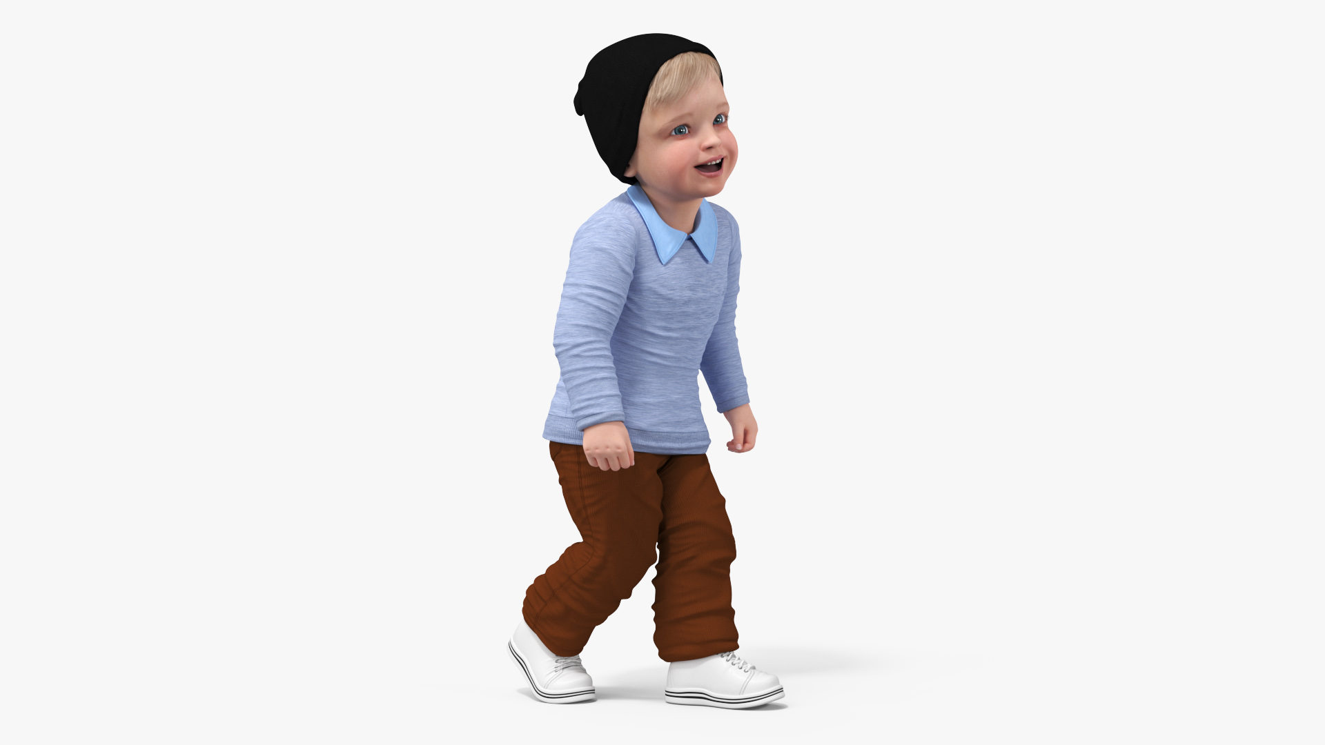 Child in Fall Clothes Walking Pose 3D model