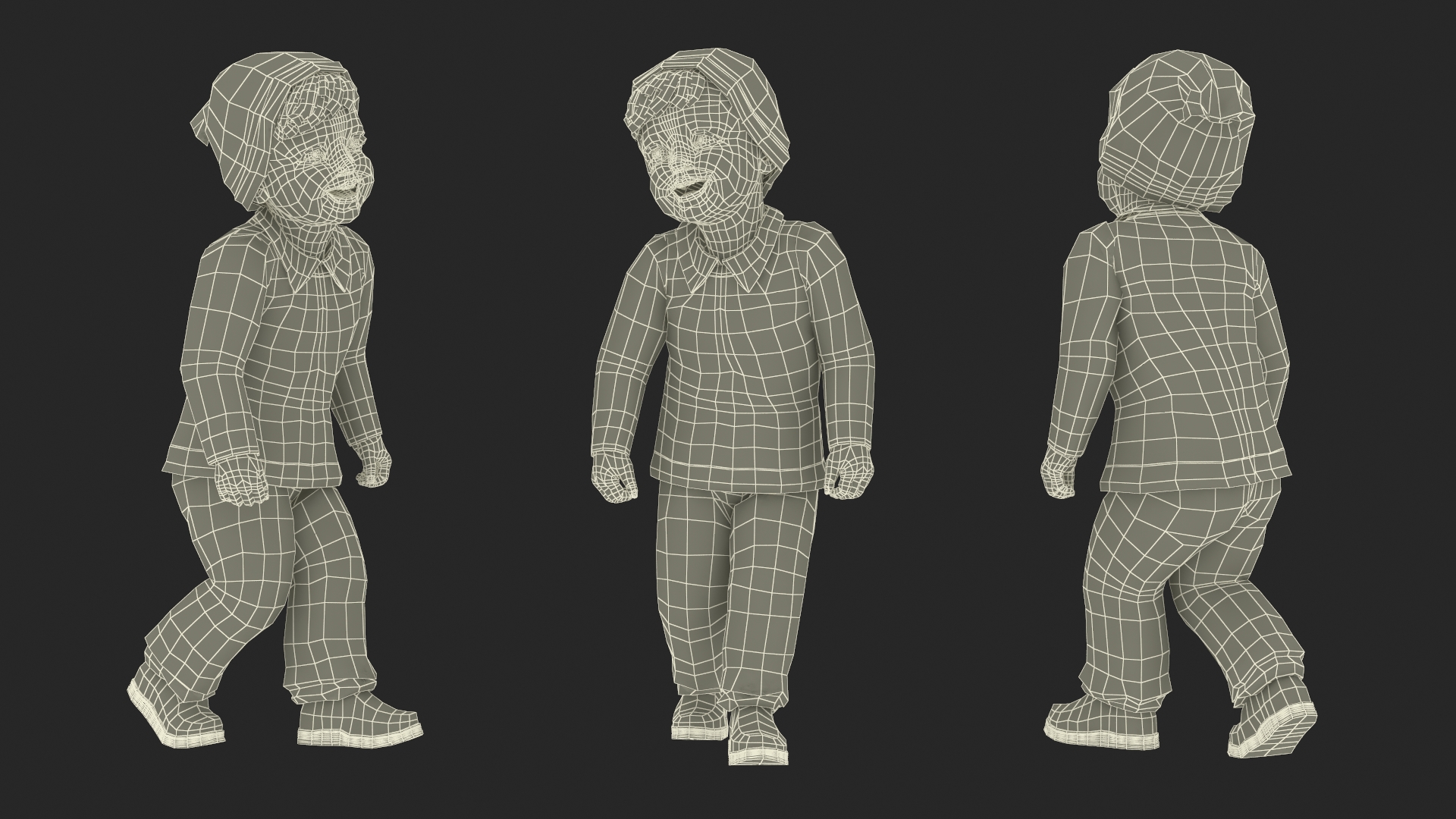 Child in Fall Clothes Walking Pose 3D model