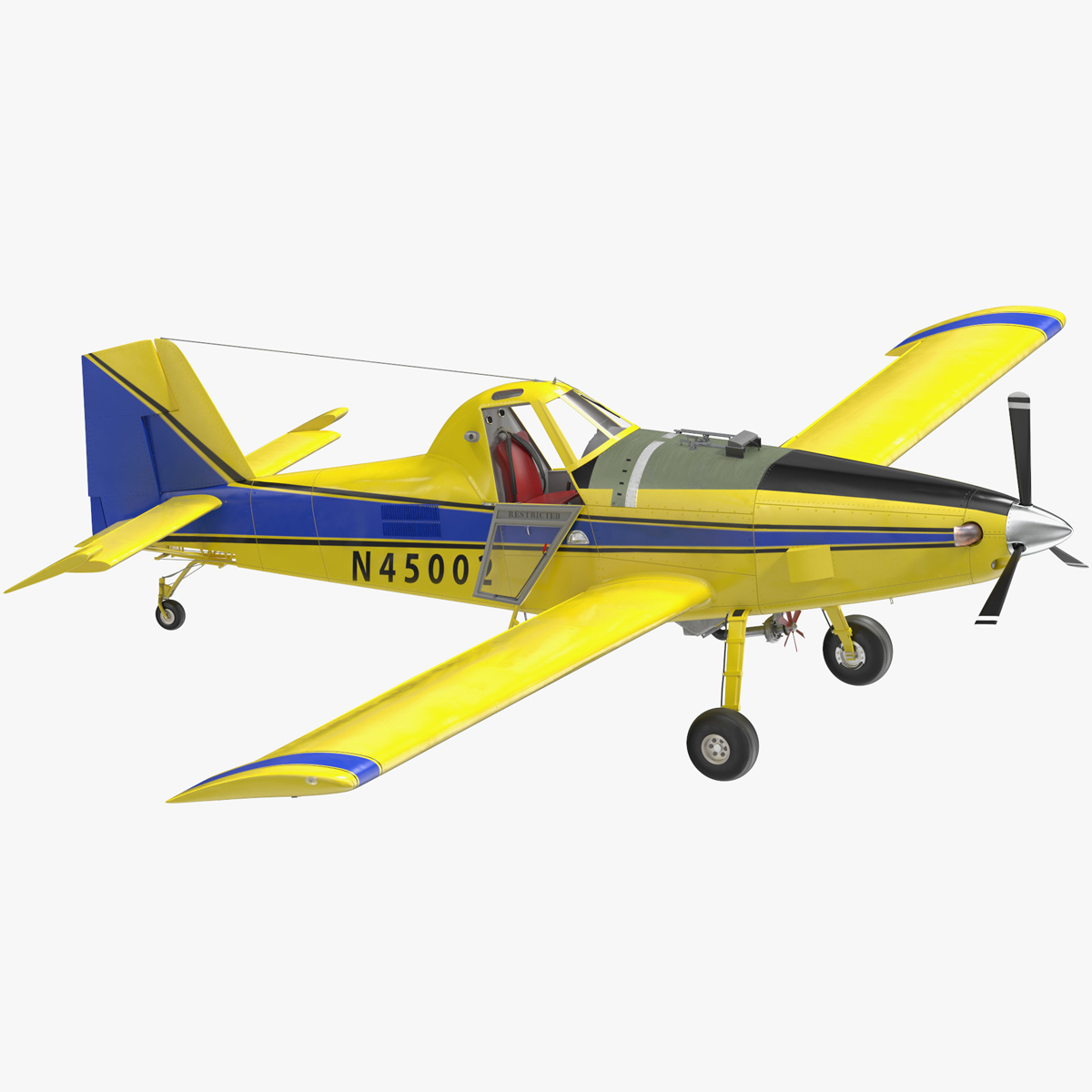 3D Agricultural Plane Air Tractor AT 502B Yellow Rigged for Cinema 4D