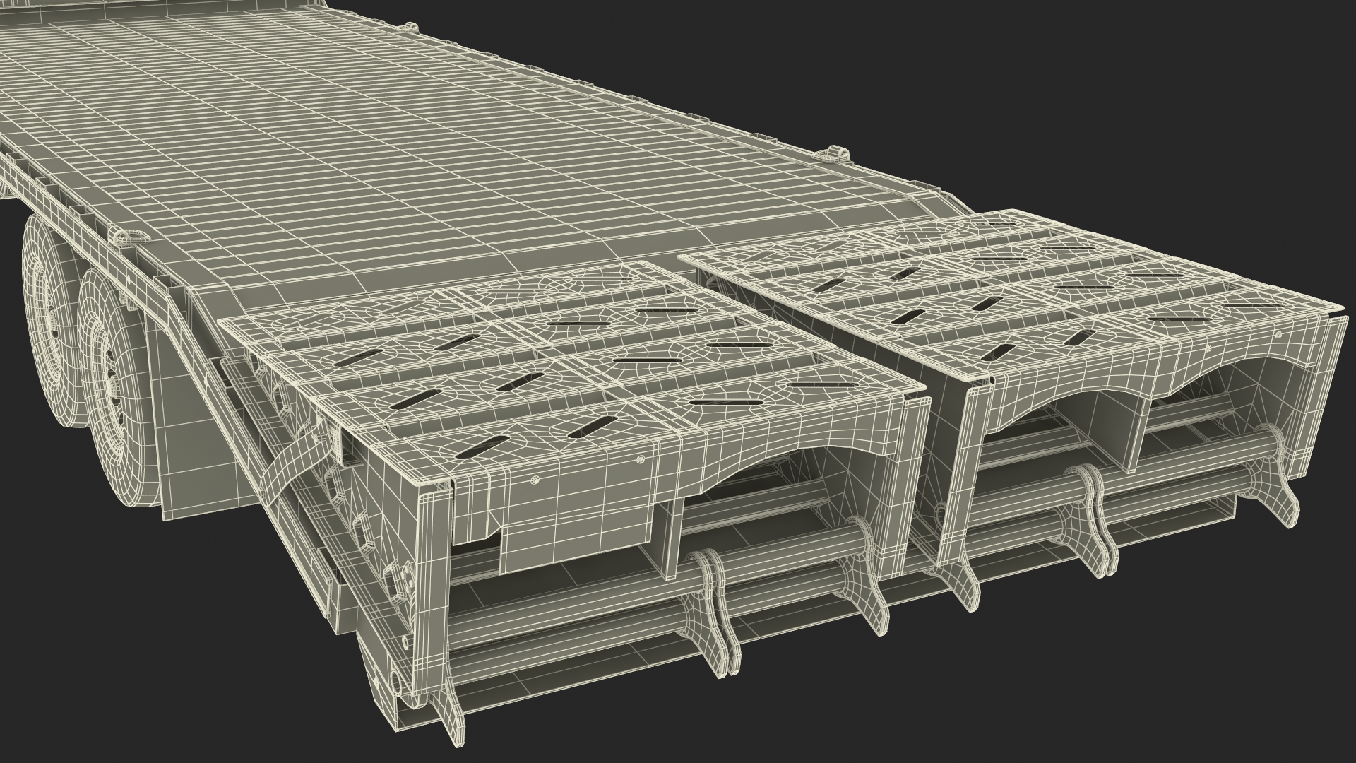 Flatbed Equipment Pickup Trailer 3D