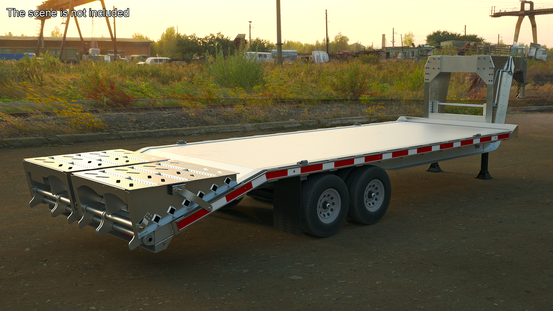 Flatbed Equipment Pickup Trailer 3D