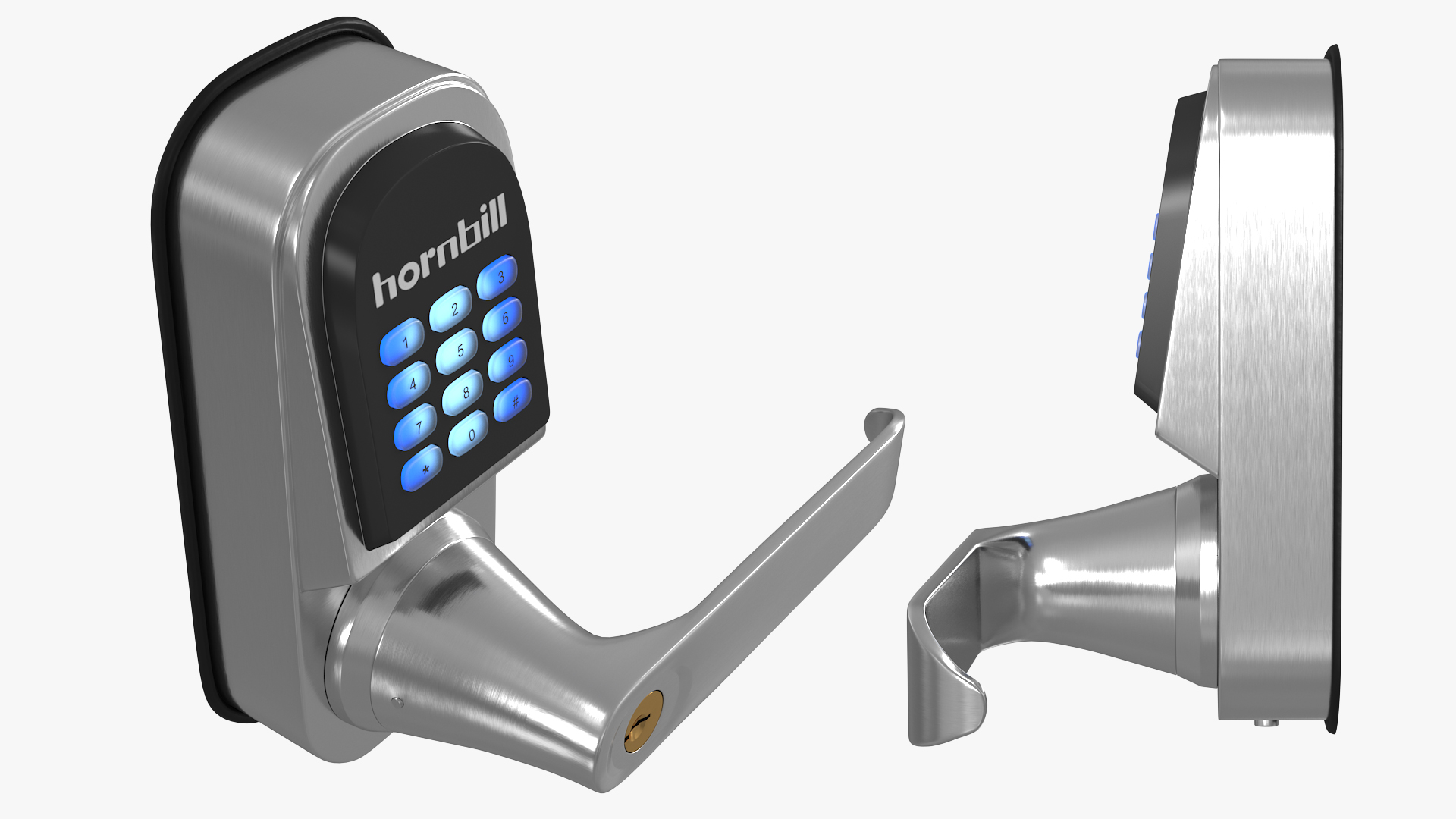 3D Hornbill Smart Lock with Keypad Door Knob Silver model