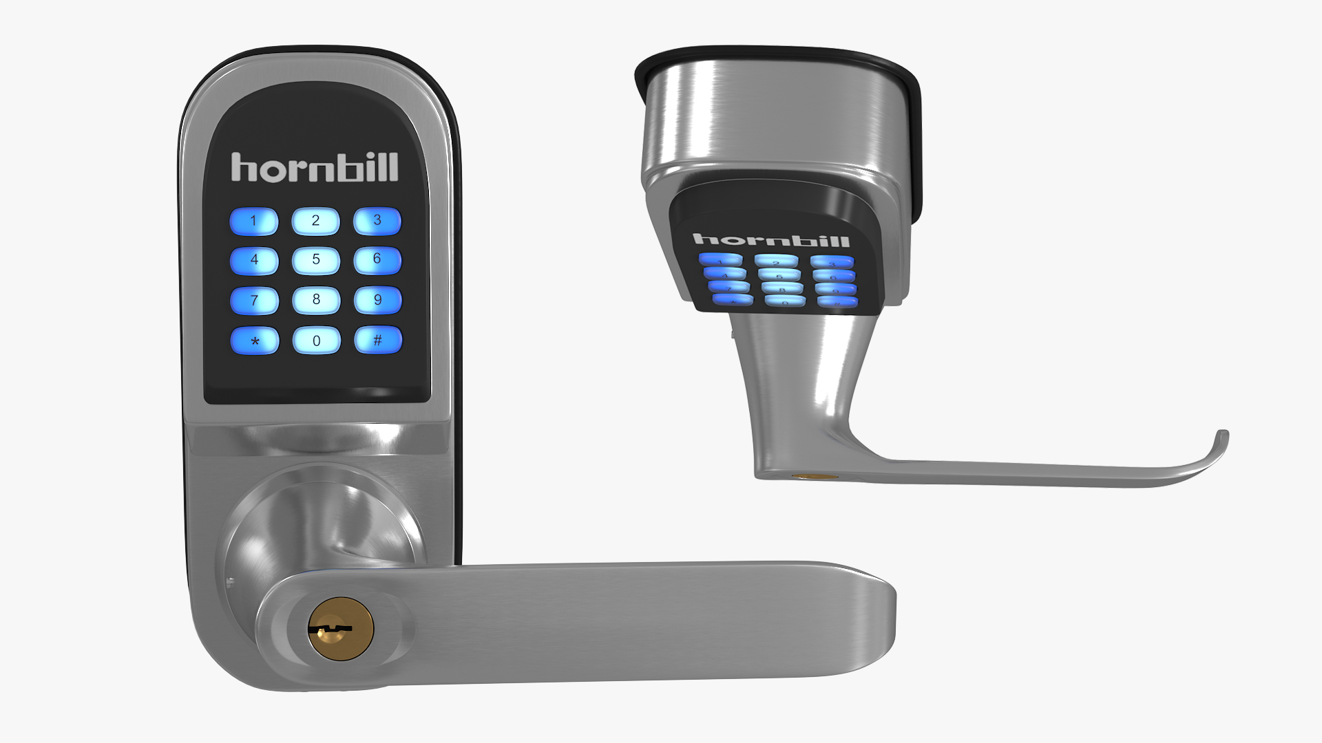 3D Hornbill Smart Lock with Keypad Door Knob Silver model