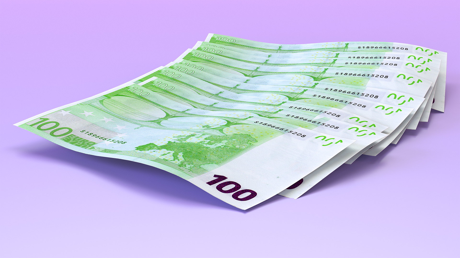 3D Paper Banknotes Euro 100 Bundle