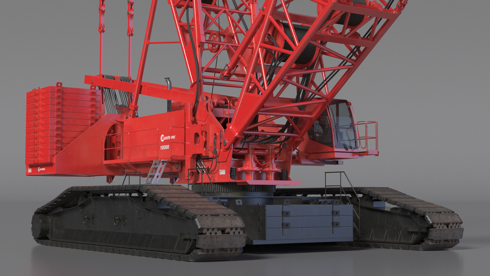 Tracked Crane Manitowoc 18000 with Concrete Slabs 3D model