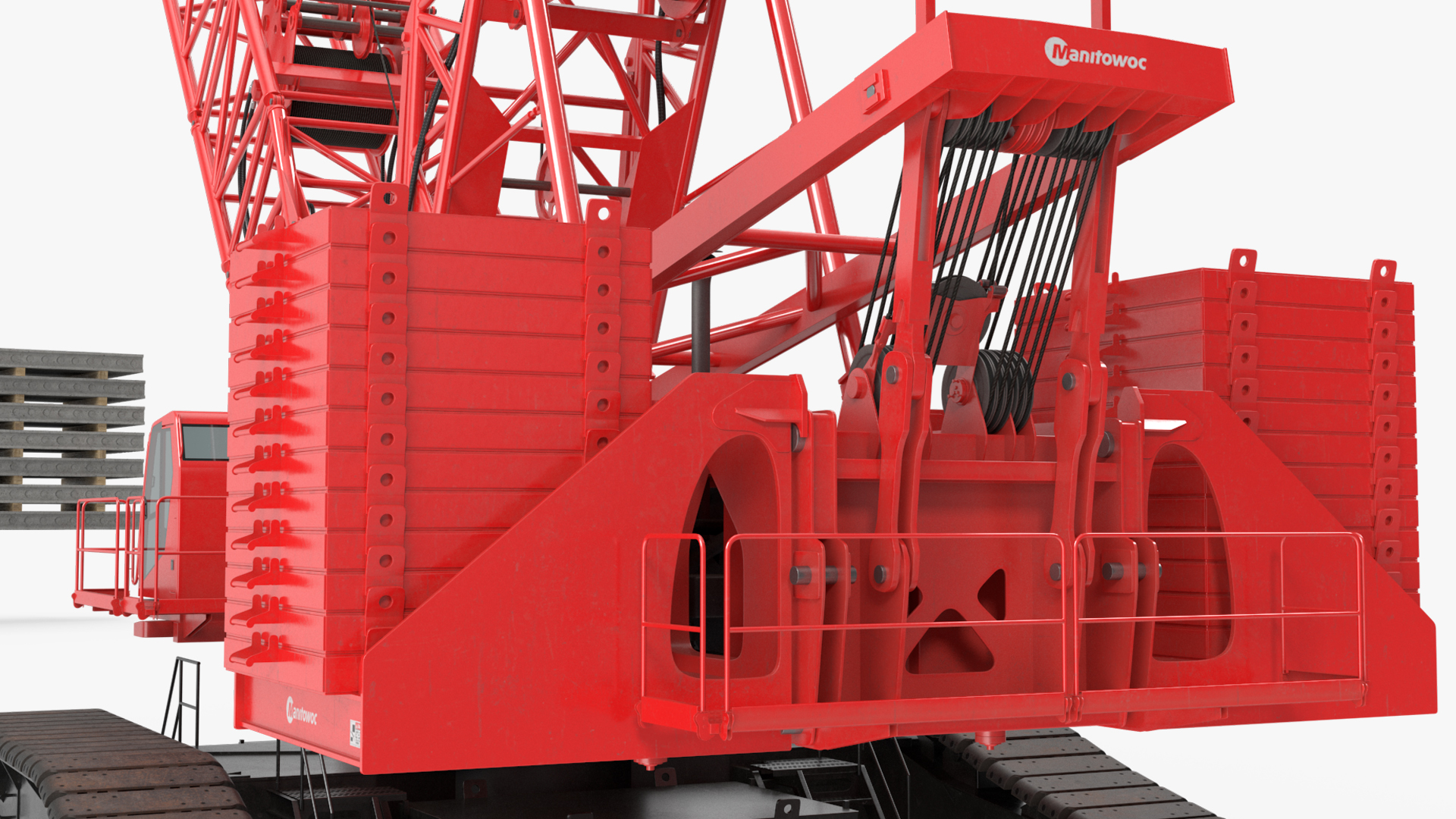 Tracked Crane Manitowoc 18000 with Concrete Slabs 3D model