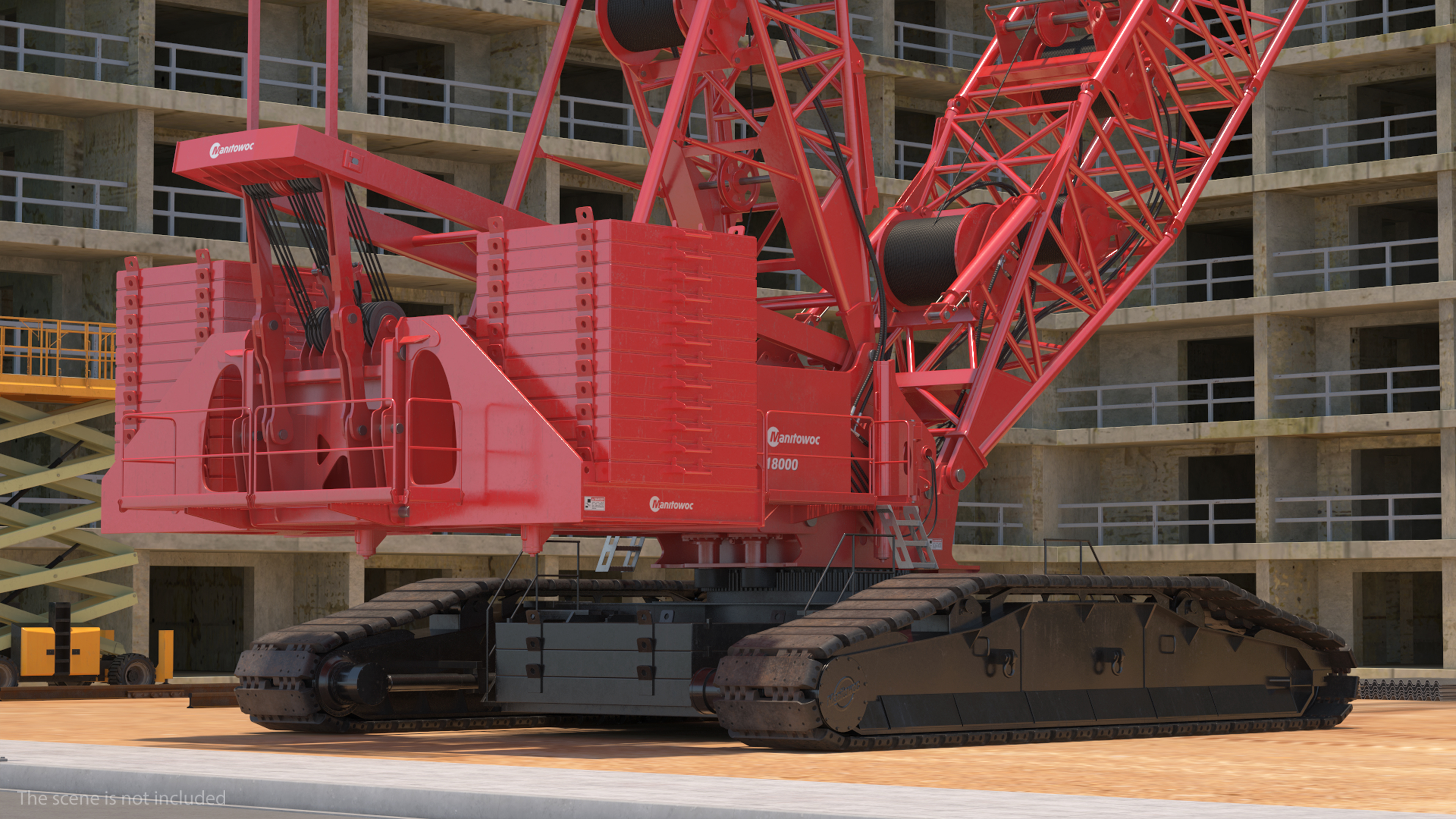 Tracked Crane Manitowoc 18000 with Concrete Slabs 3D model