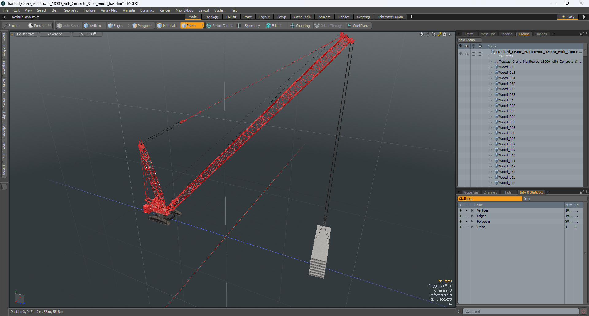 Tracked Crane Manitowoc 18000 with Concrete Slabs 3D model