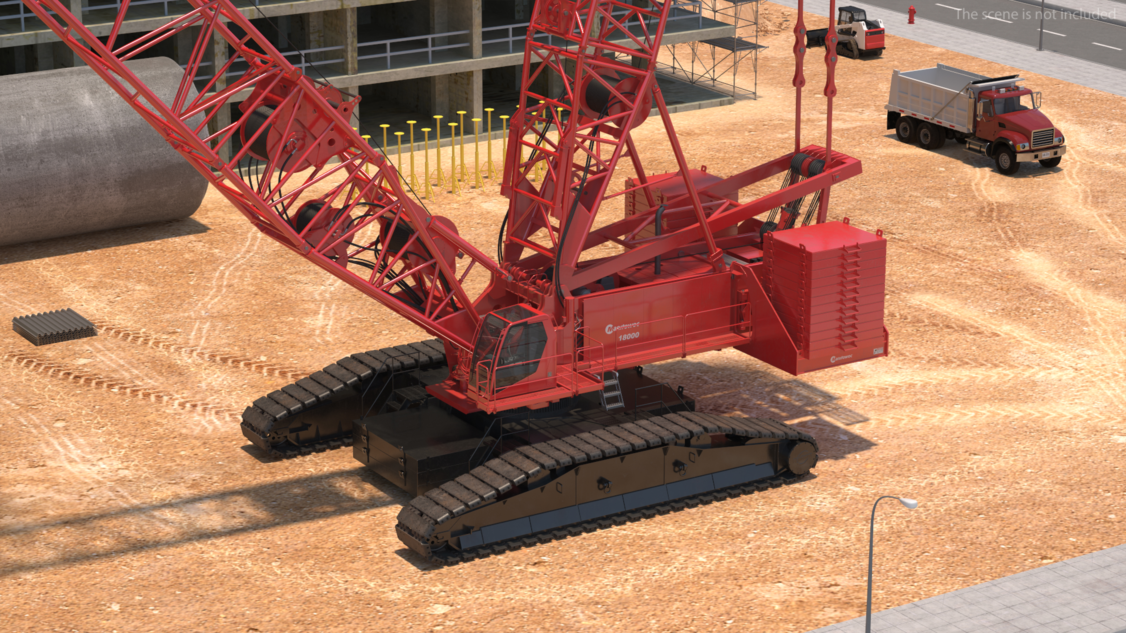 Tracked Crane Manitowoc 18000 with Concrete Slabs 3D model