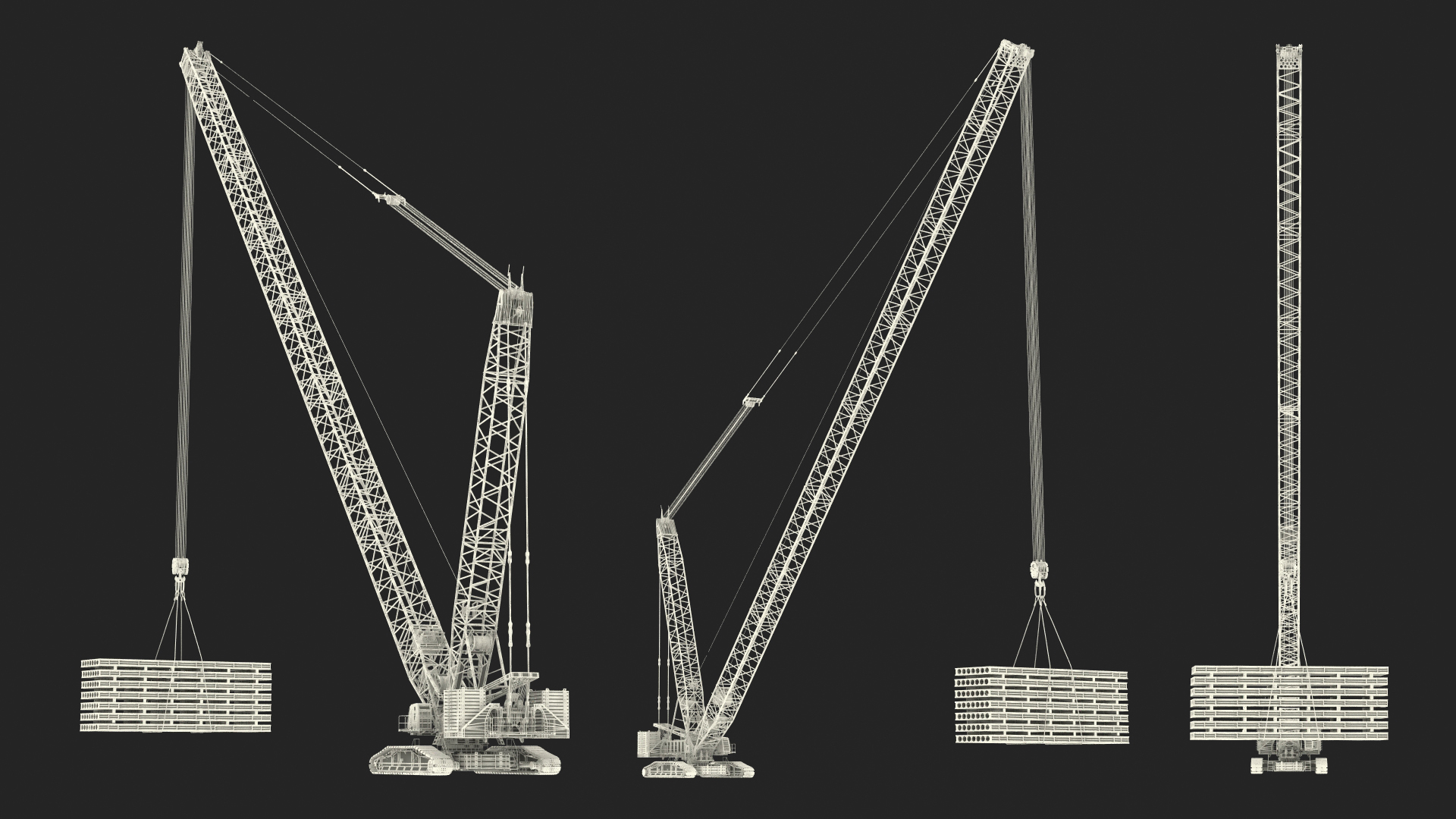 Tracked Crane Manitowoc 18000 with Concrete Slabs 3D model