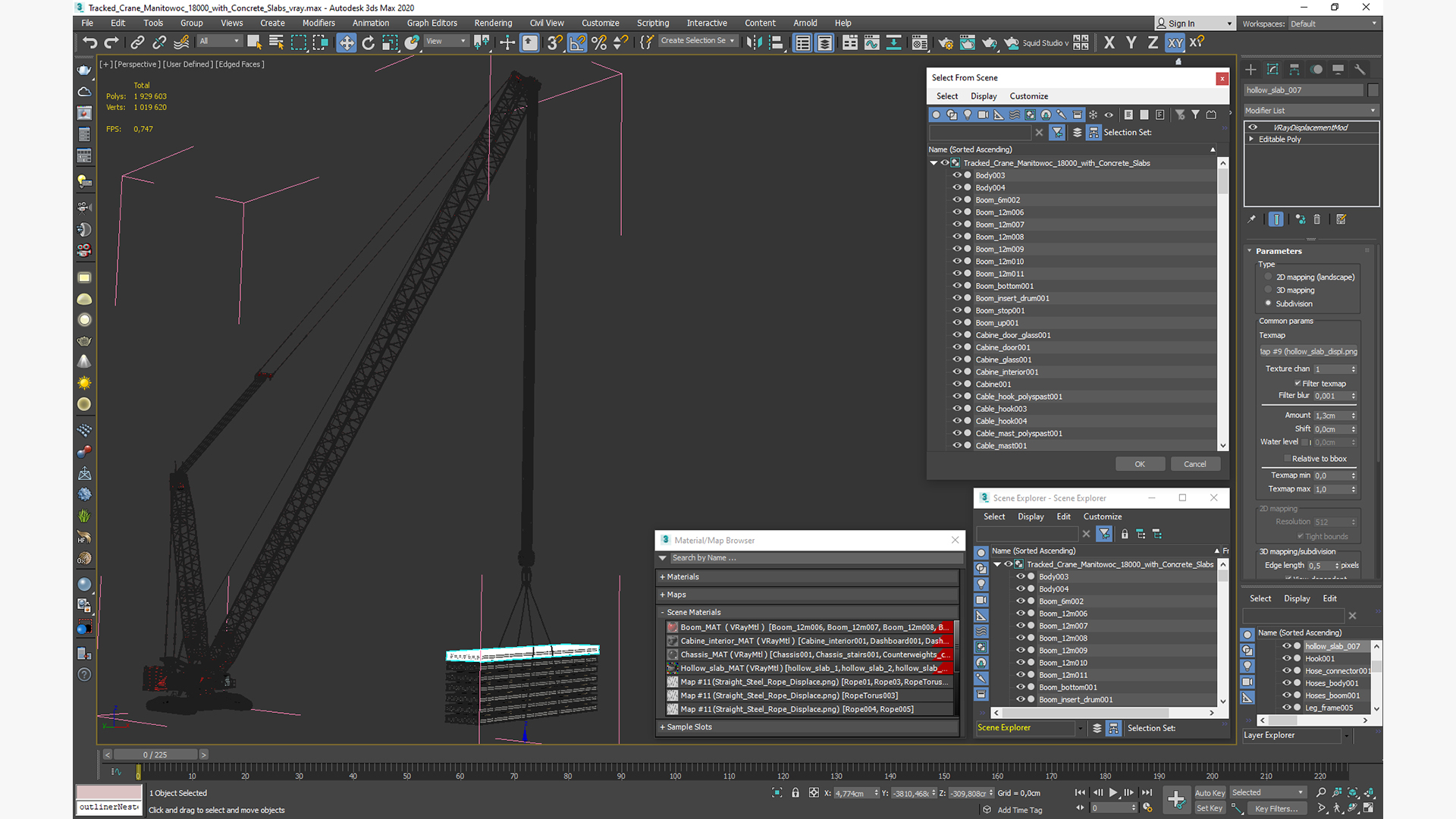 Tracked Crane Manitowoc 18000 with Concrete Slabs 3D model