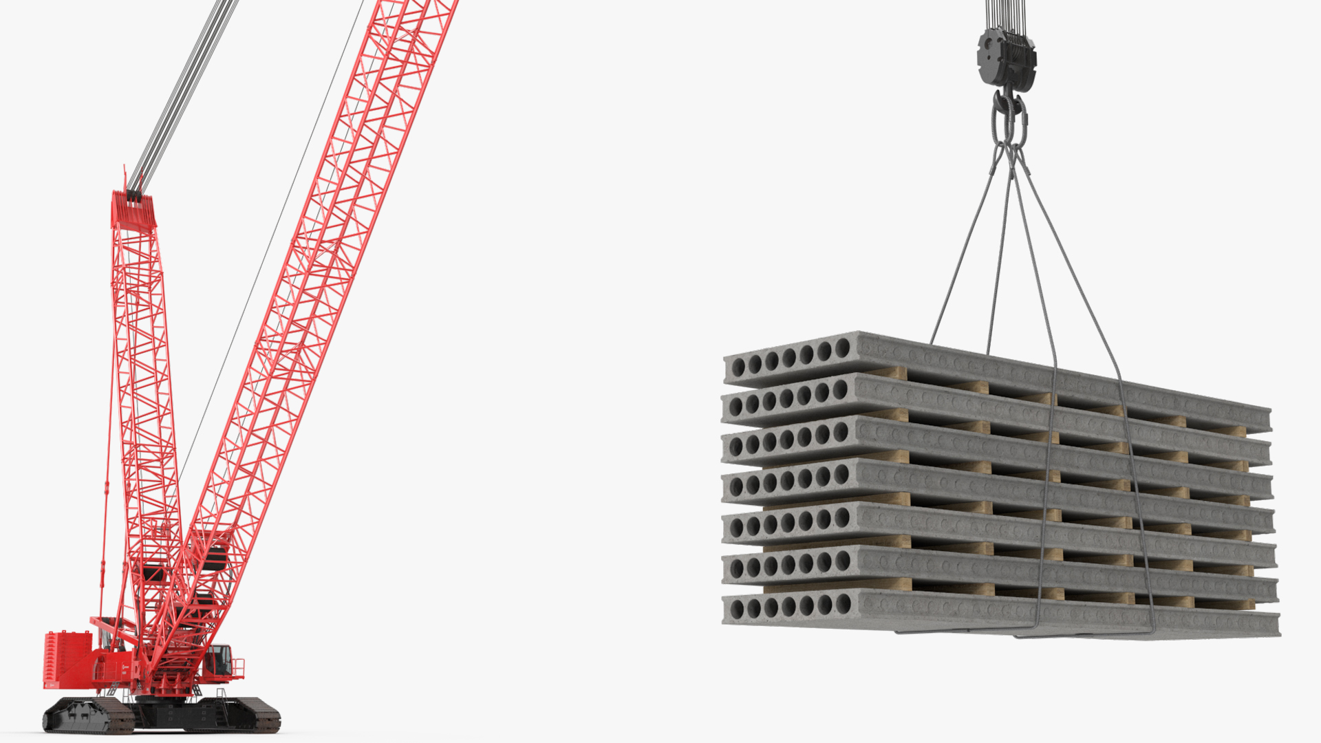 Tracked Crane Manitowoc 18000 with Concrete Slabs 3D model
