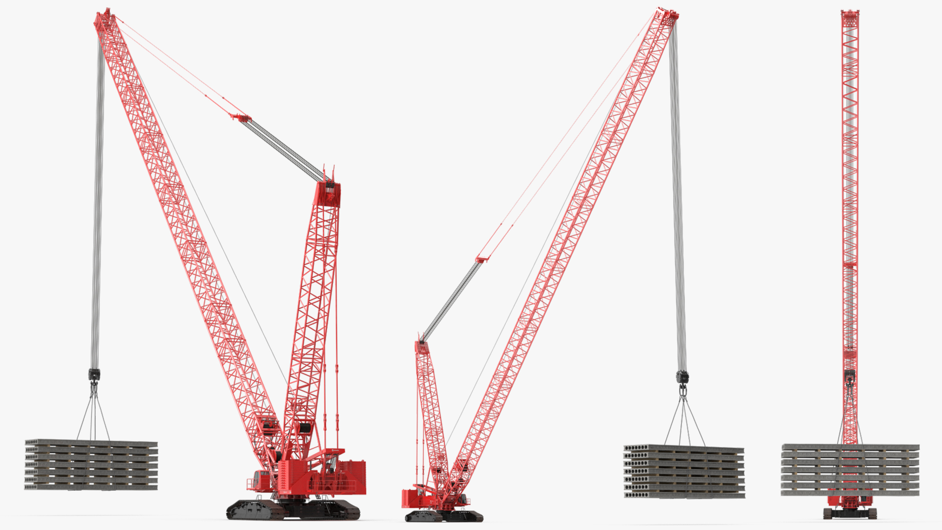 Tracked Crane Manitowoc 18000 with Concrete Slabs 3D model