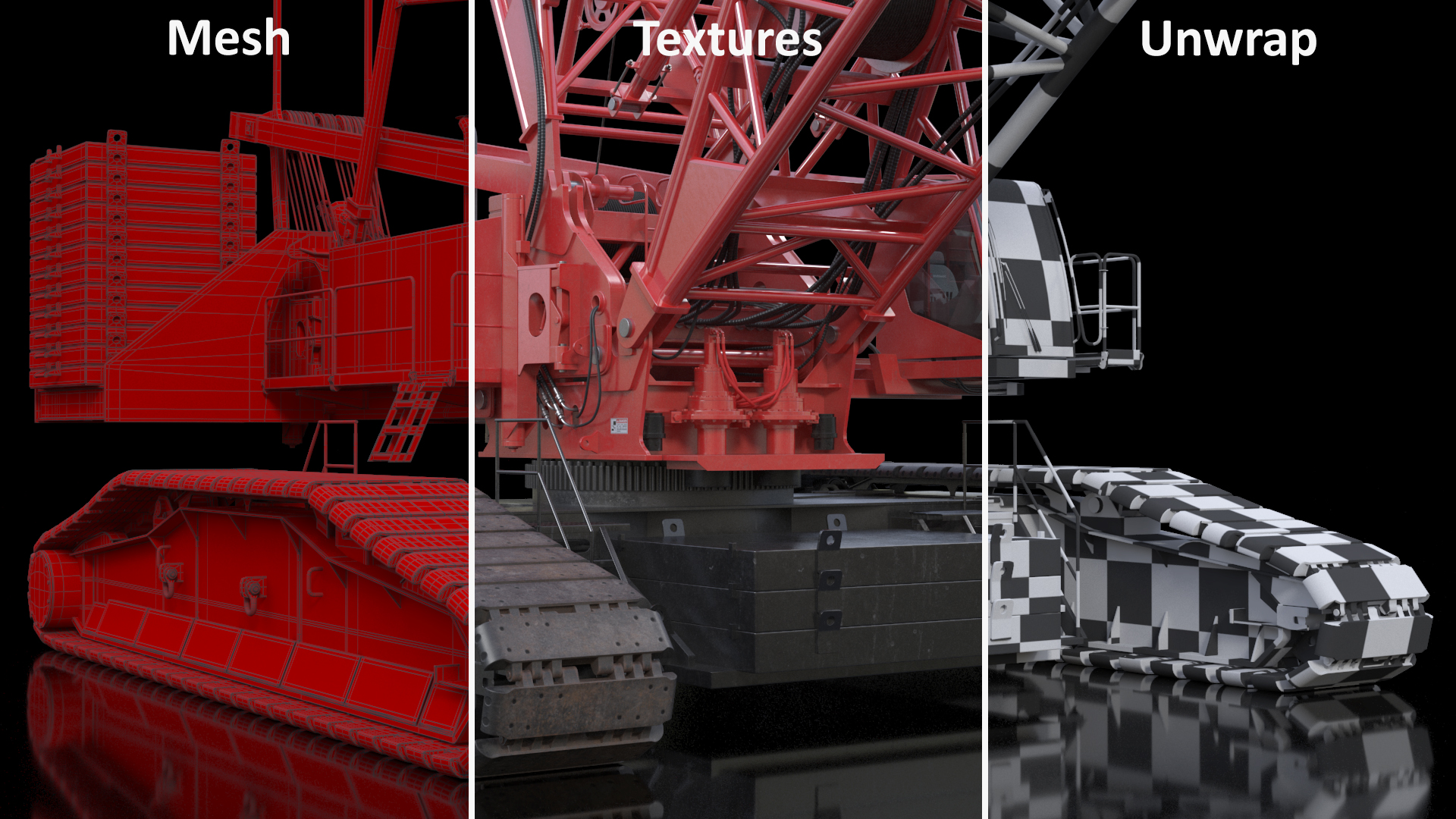 Tracked Crane Manitowoc 18000 with Concrete Slabs 3D model