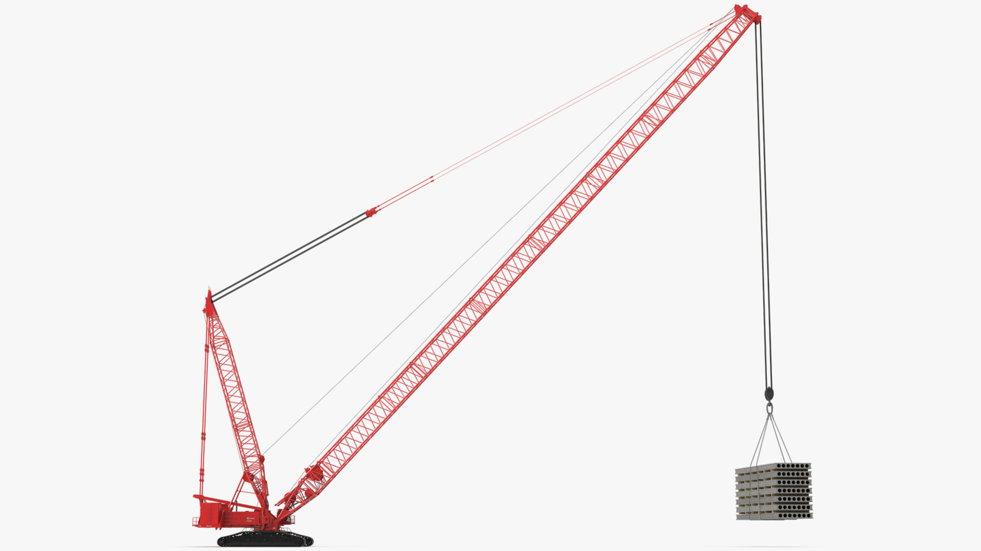 Tracked Crane Manitowoc 18000 with Concrete Slabs 3D model