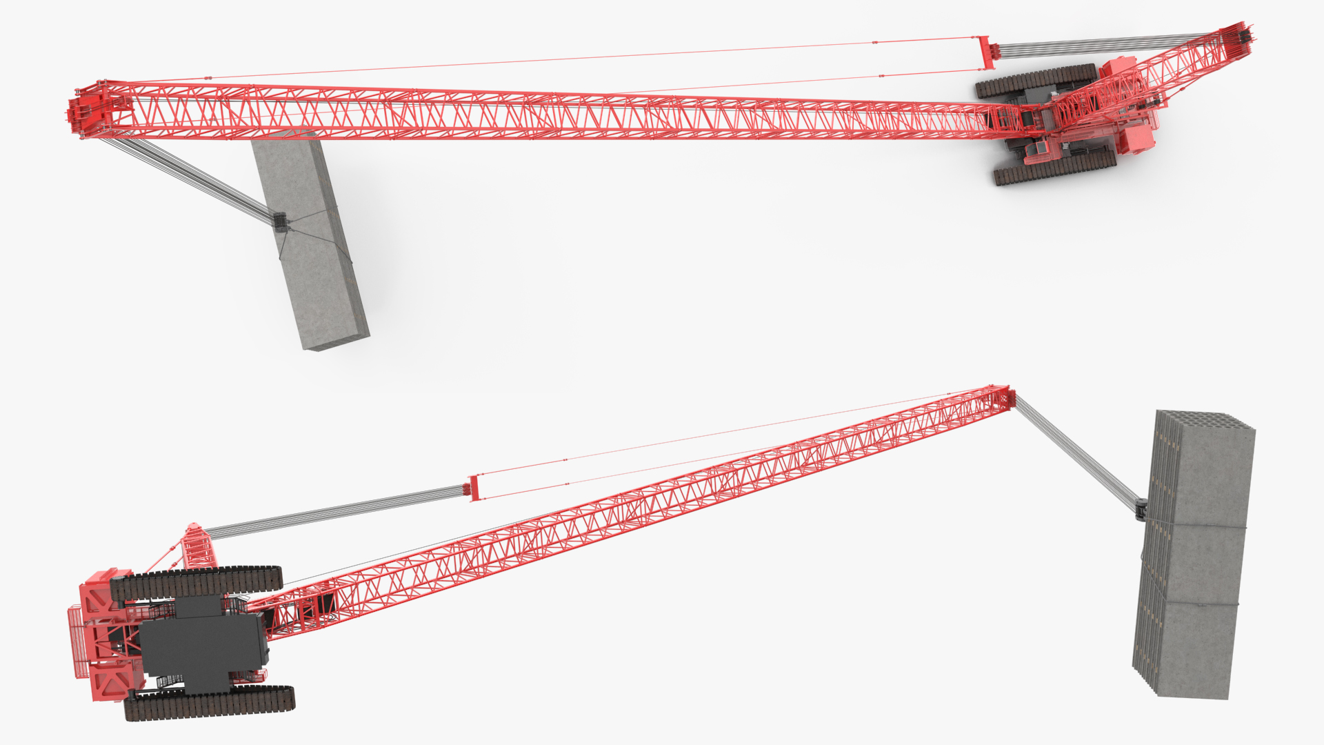 Tracked Crane Manitowoc 18000 with Concrete Slabs 3D model