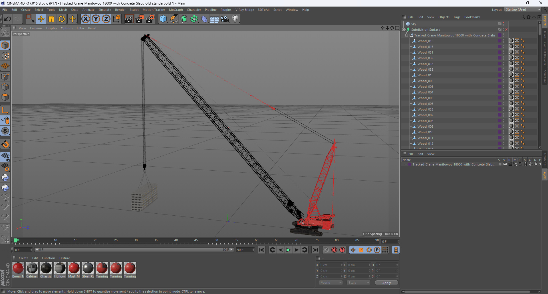 Tracked Crane Manitowoc 18000 with Concrete Slabs 3D model