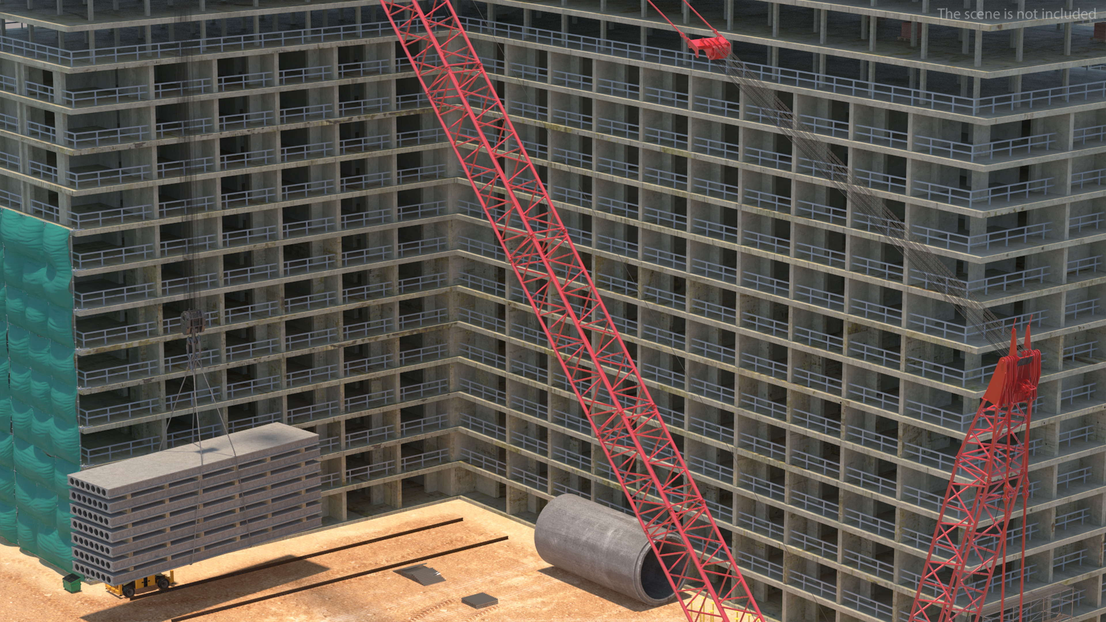 Tracked Crane Manitowoc 18000 with Concrete Slabs 3D model