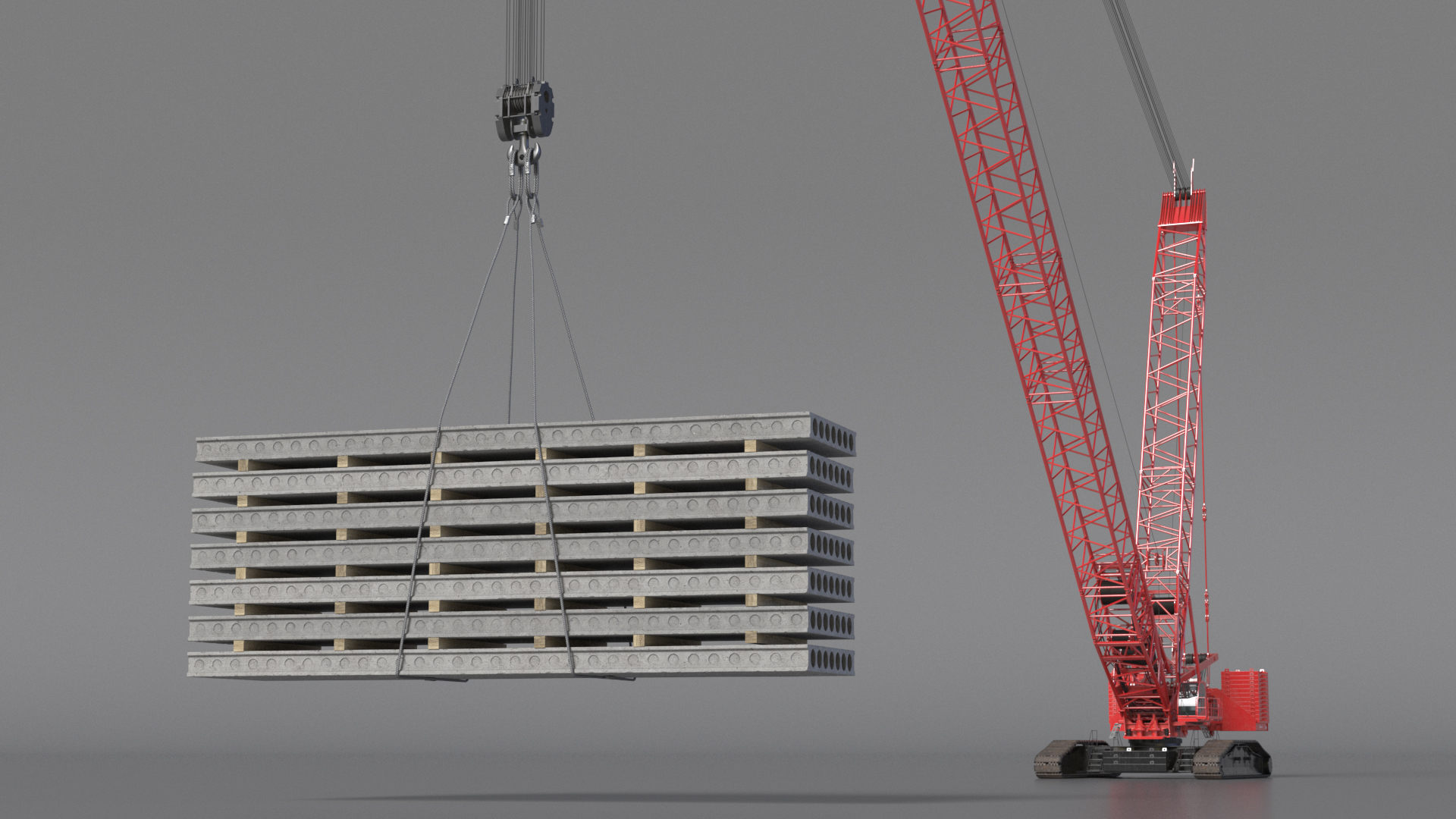 Tracked Crane Manitowoc 18000 with Concrete Slabs 3D model