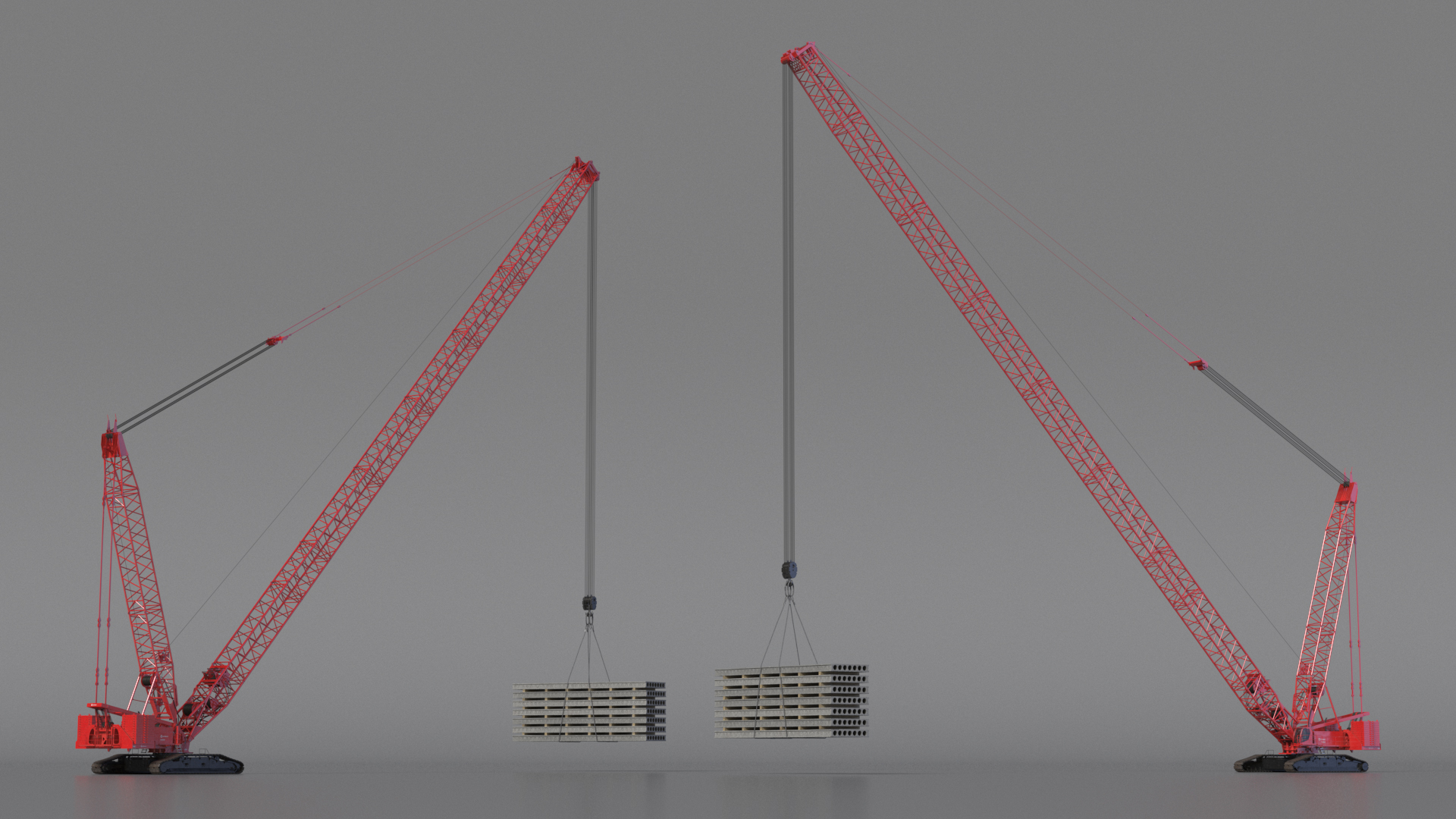 Tracked Crane Manitowoc 18000 with Concrete Slabs 3D model