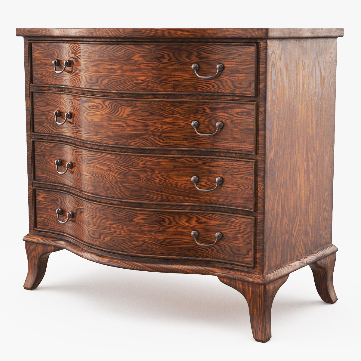 Oval Office Presidential Wooden Dresser Brown 3D model preview