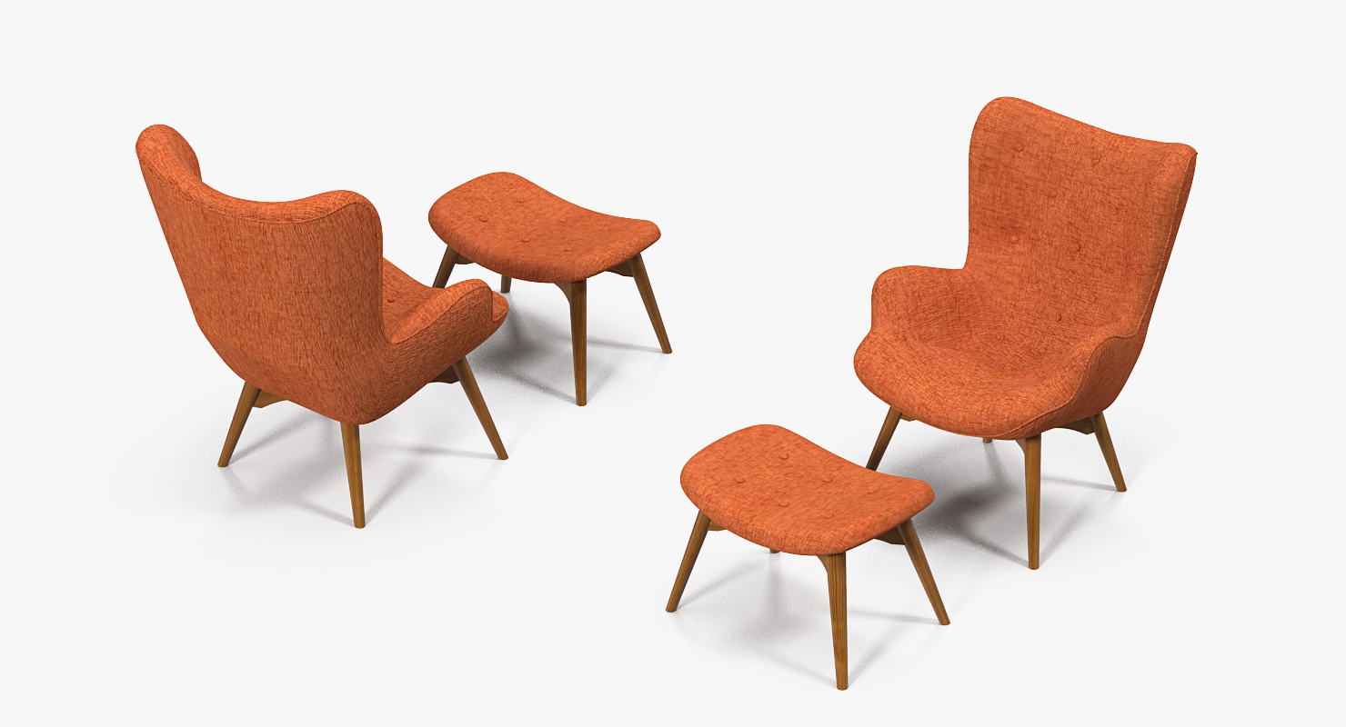 Grant Featherston Contour Style Chair Orange 3D model