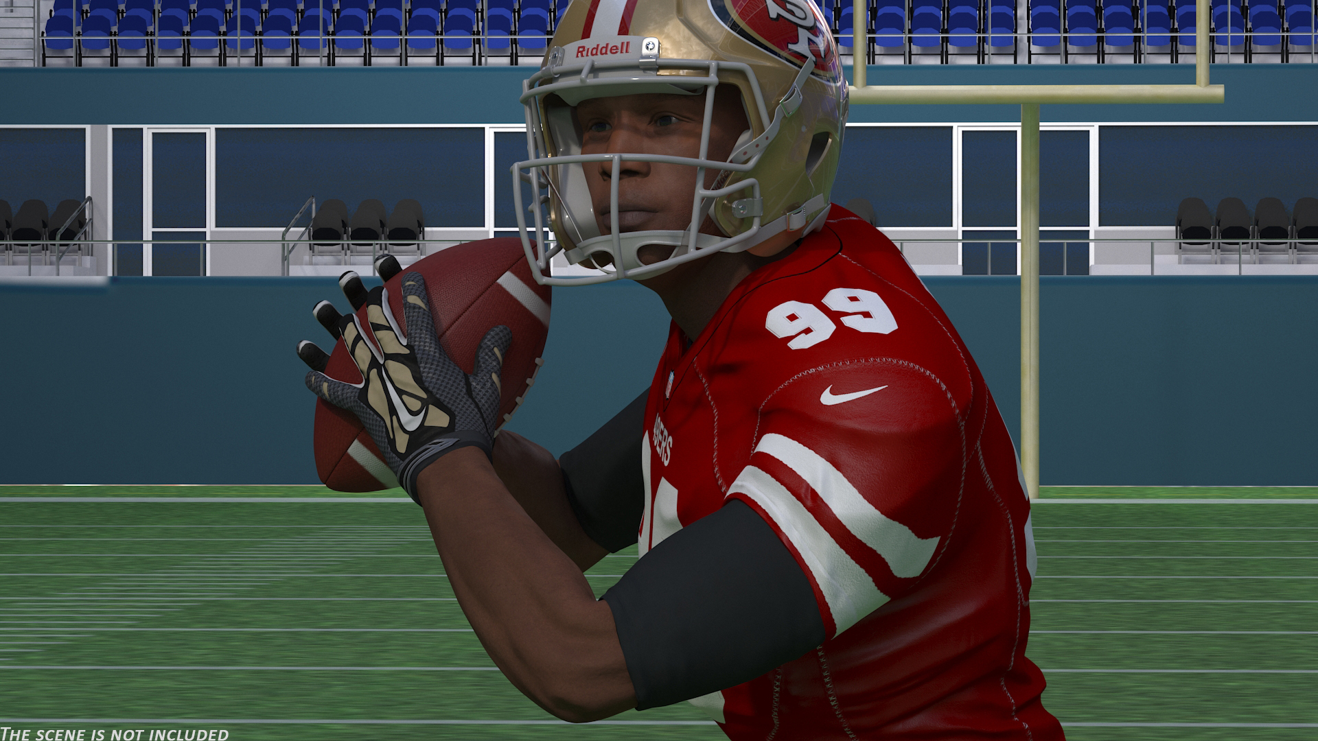 3D model San Francisco 49ers American Football Player Running The Ball Fur