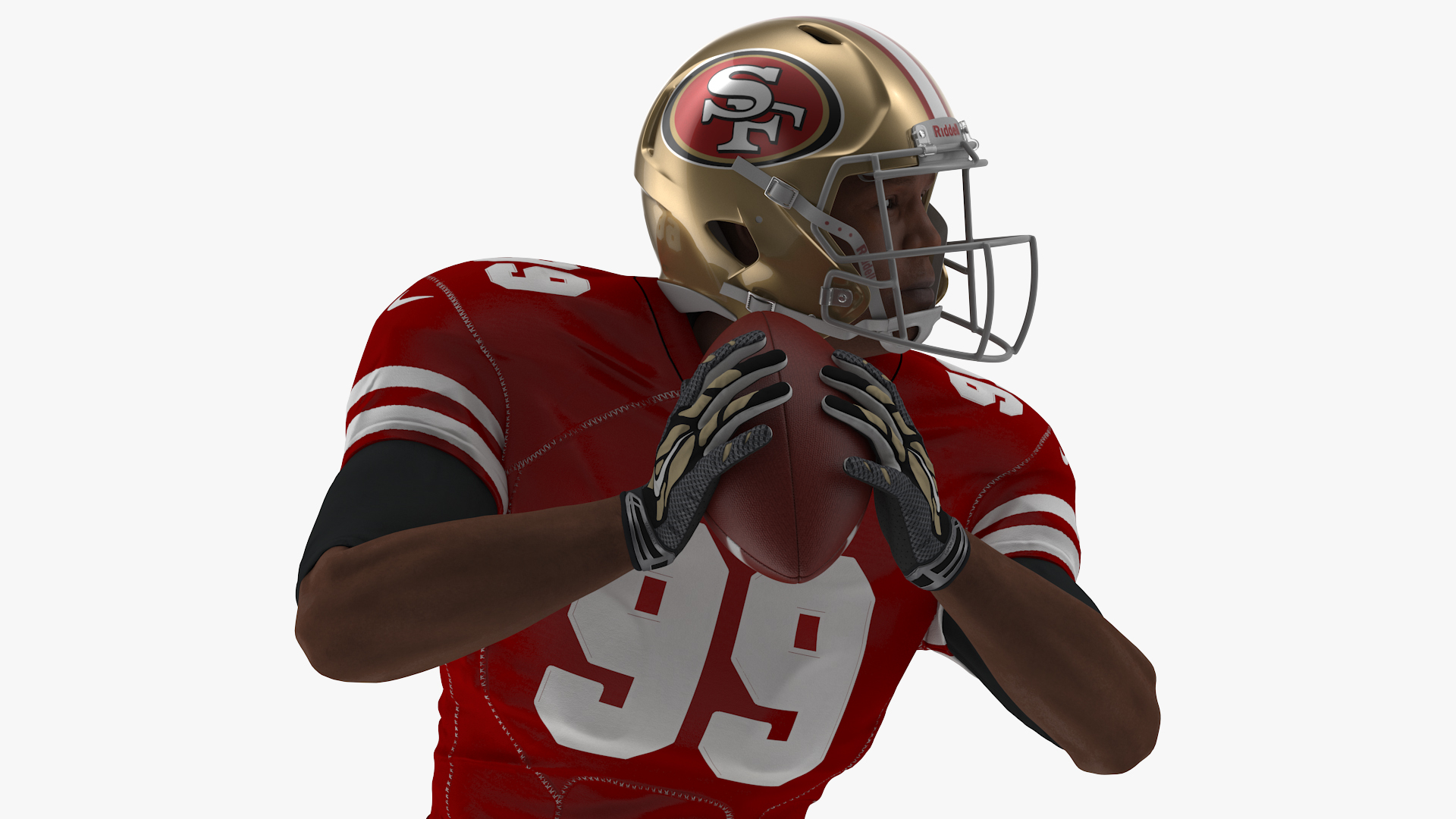 3D model San Francisco 49ers American Football Player Running The Ball Fur