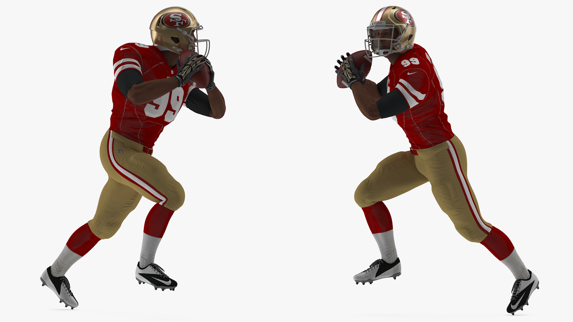 3D model San Francisco 49ers American Football Player Running The Ball Fur
