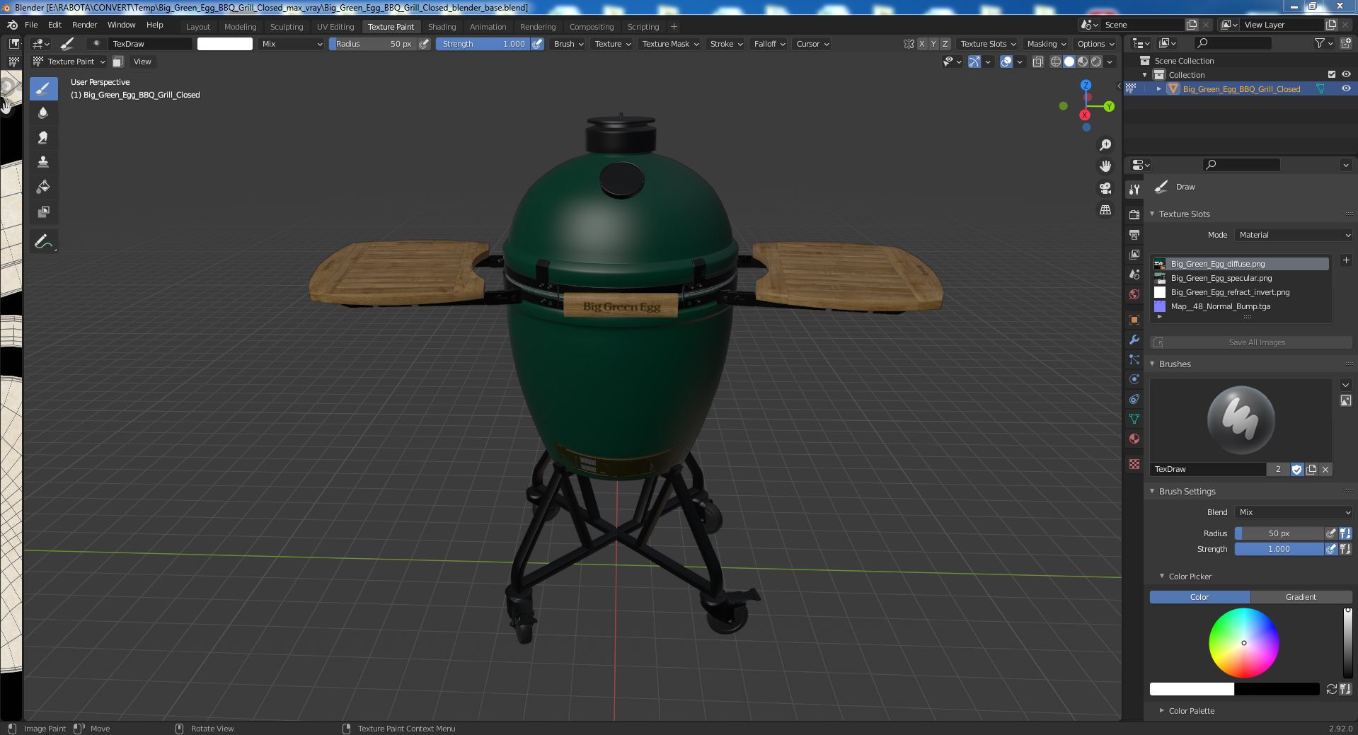 3D model Big Green Egg BBQ Grill Closed