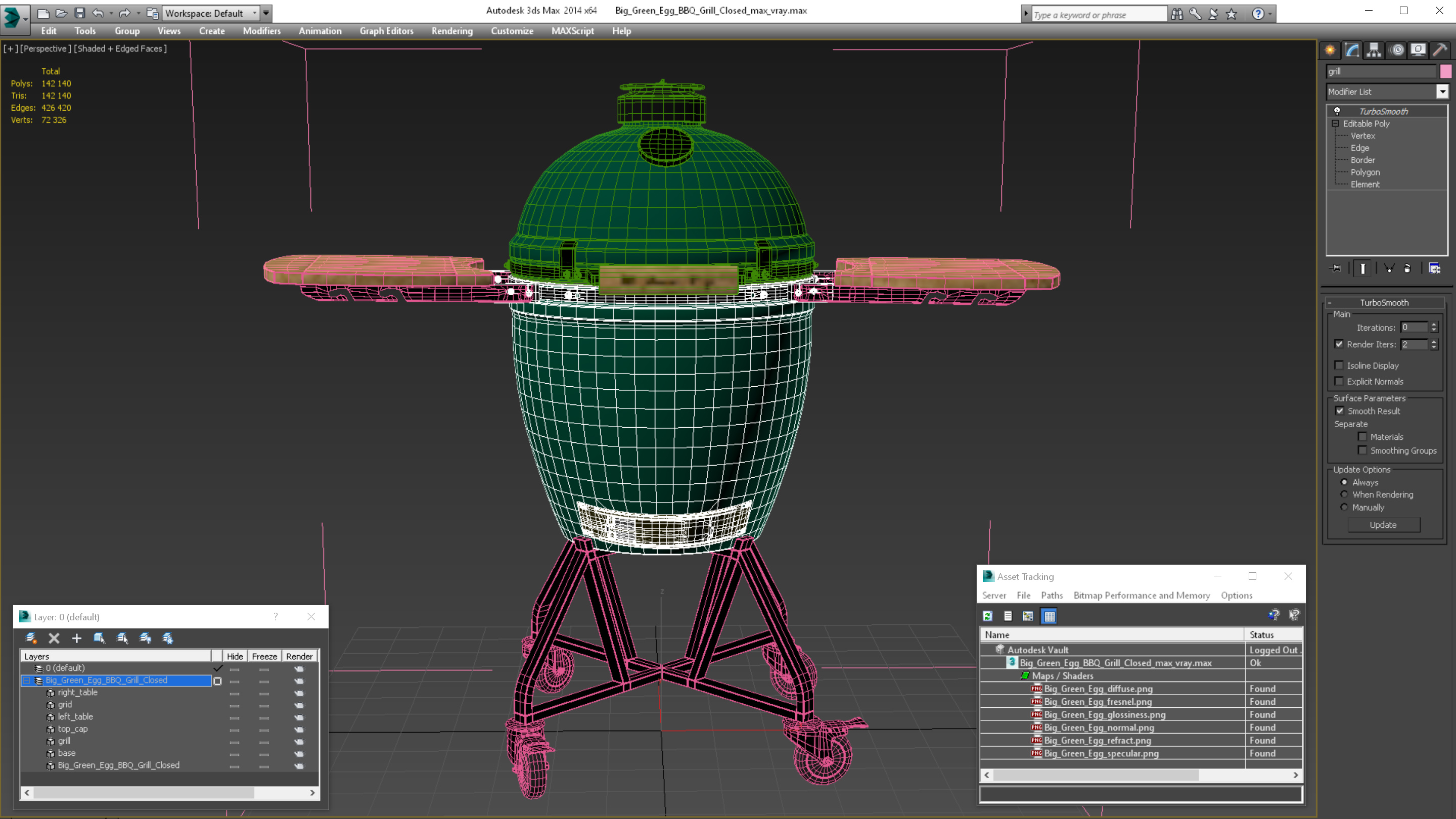 3D model Big Green Egg BBQ Grill Closed