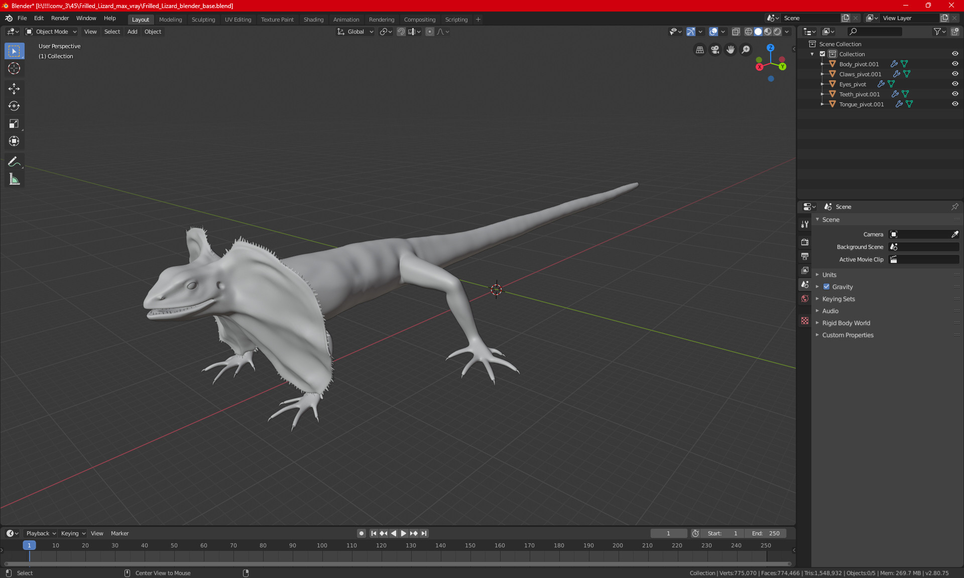 Frilled Lizard 3D model