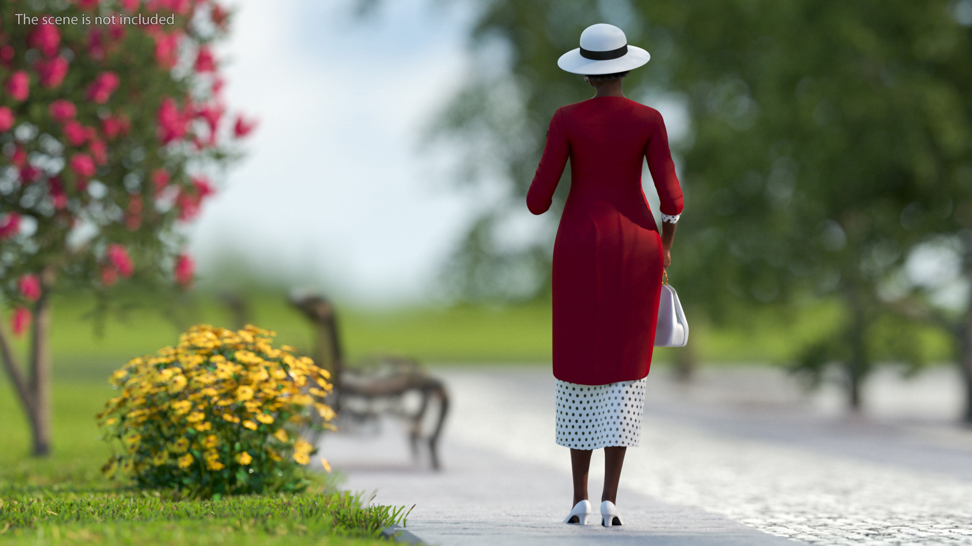 3D Afro American Elderly Woman Formal Wear Rigged