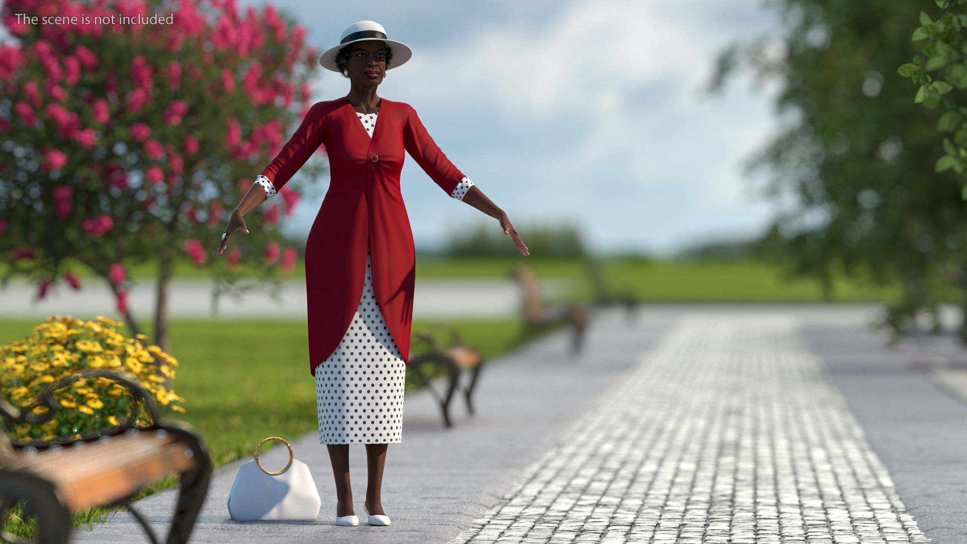 3D Afro American Elderly Woman Formal Wear Rigged
