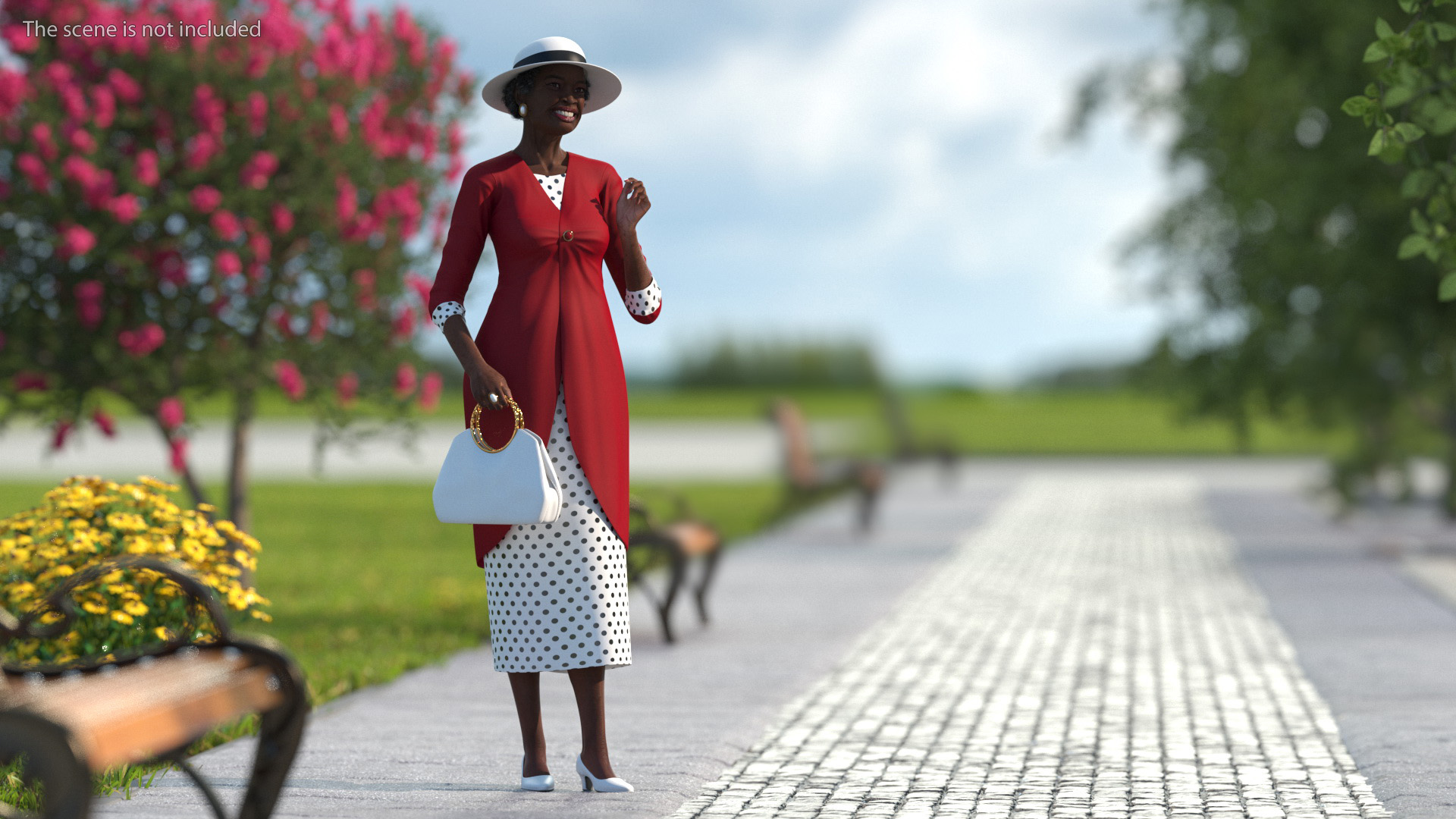 3D Afro American Elderly Woman Formal Wear Rigged